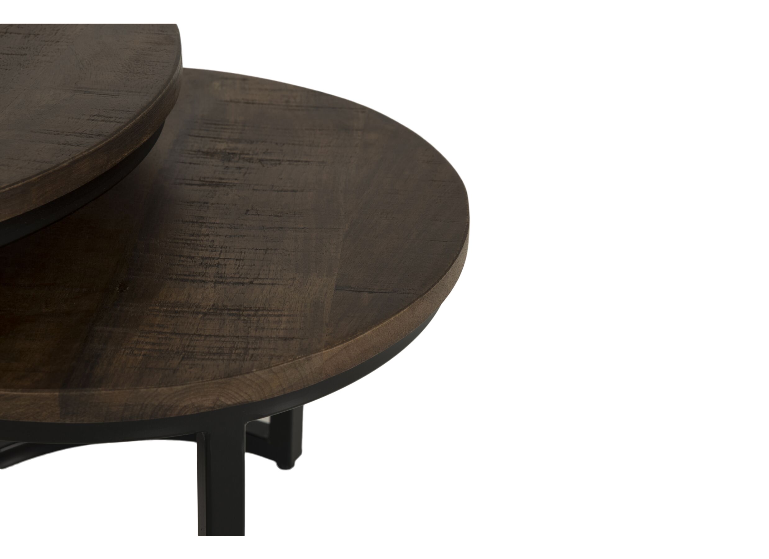 Detailfoto - Bijzettafel Celeste Ø70cm - mango massief - new brown set van 3