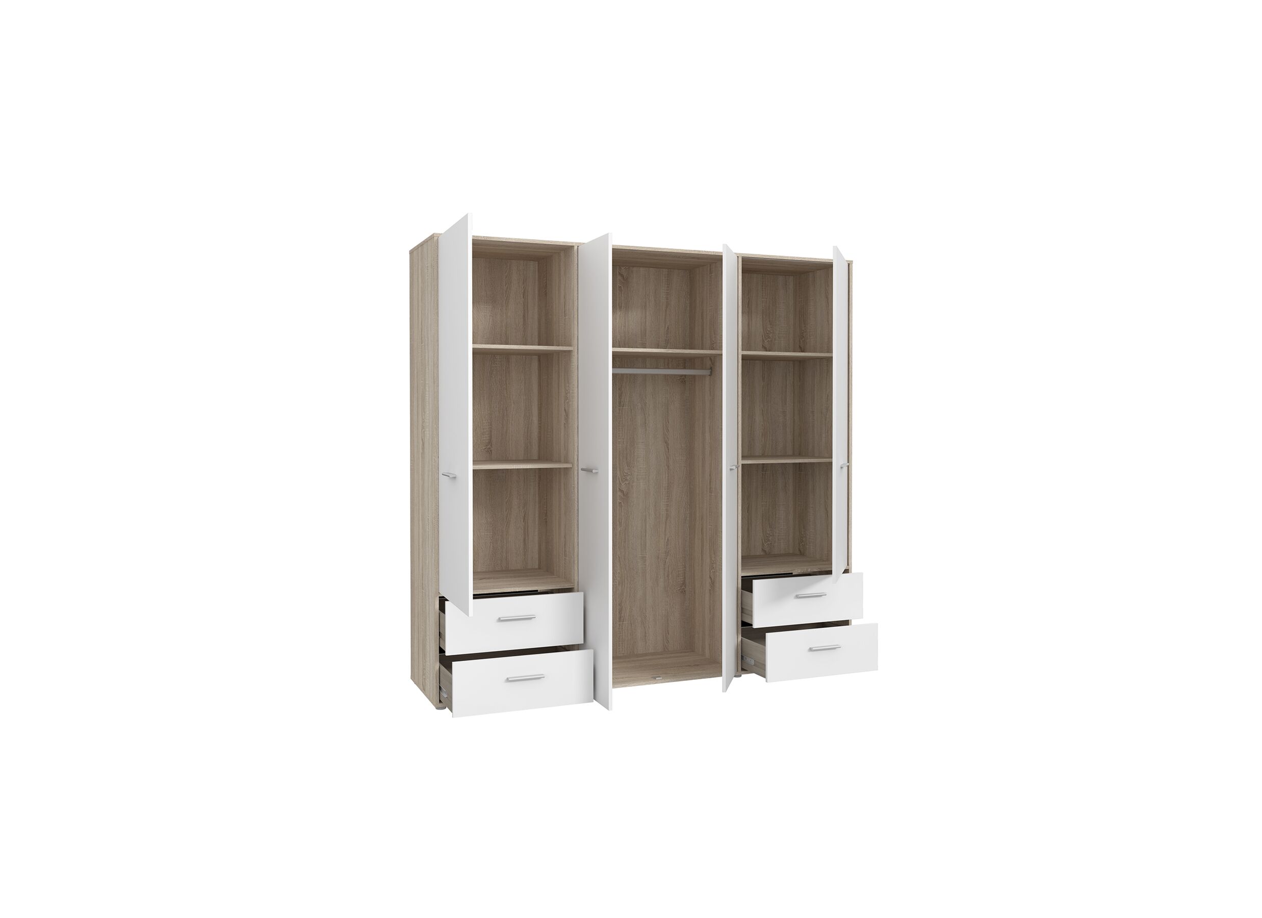 Kleerkast Mokkaro 206cm - decor- wit/sonoma eik