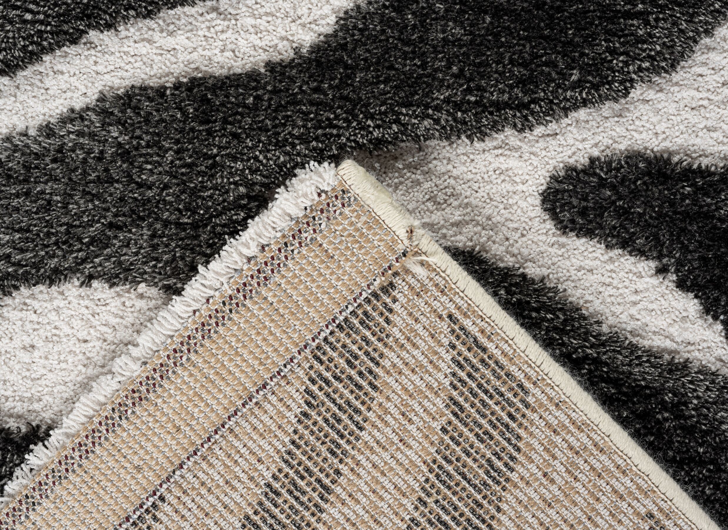 Detailfoto - Tapijt Madagaskar 240x340cm - polyestervezel - wit & grijs