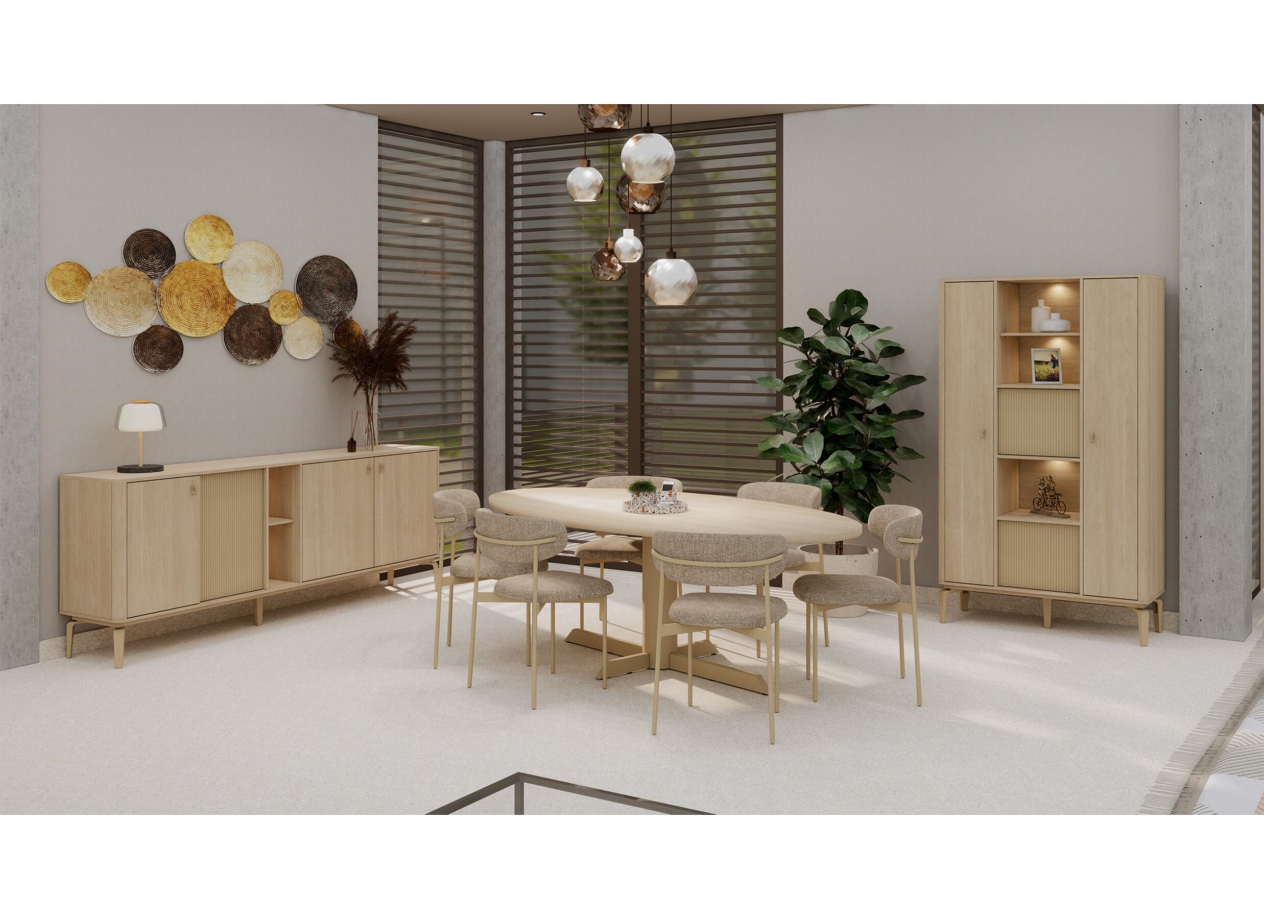 Foto ambiance - Meuble Bar Ravello 112cm - décor - brushed sand oak nature