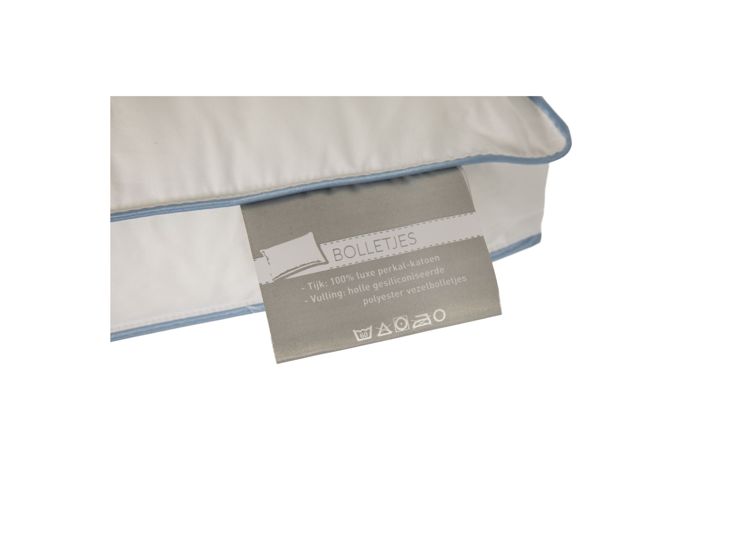 Detailfoto - Hoofdkussen Boxmodel 55x55cm - percale katoen - wit