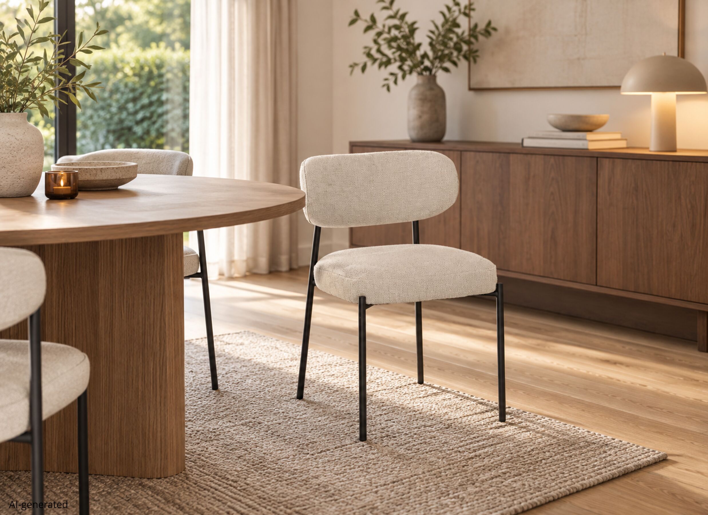 AI Generated - Chaise Alien 43x43x76cm - tissu - beige
