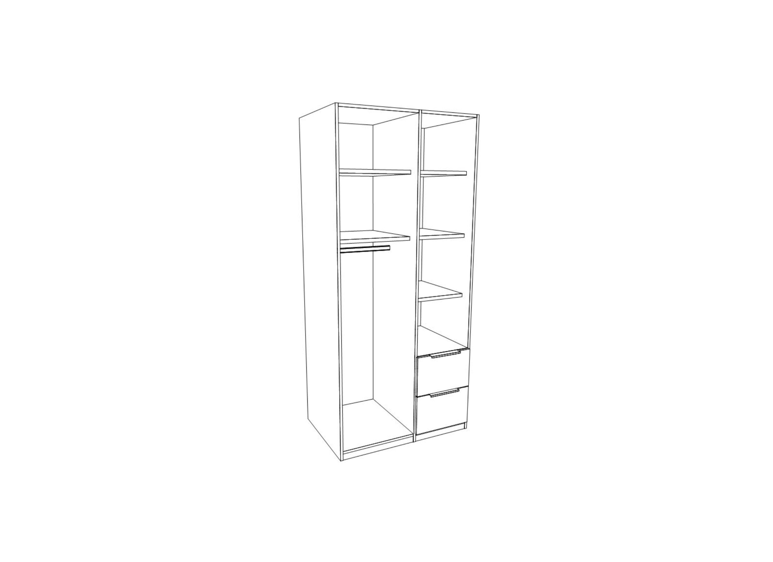 Indeling - Kleerkast Tempo 101cm - decor - bruin/wit
