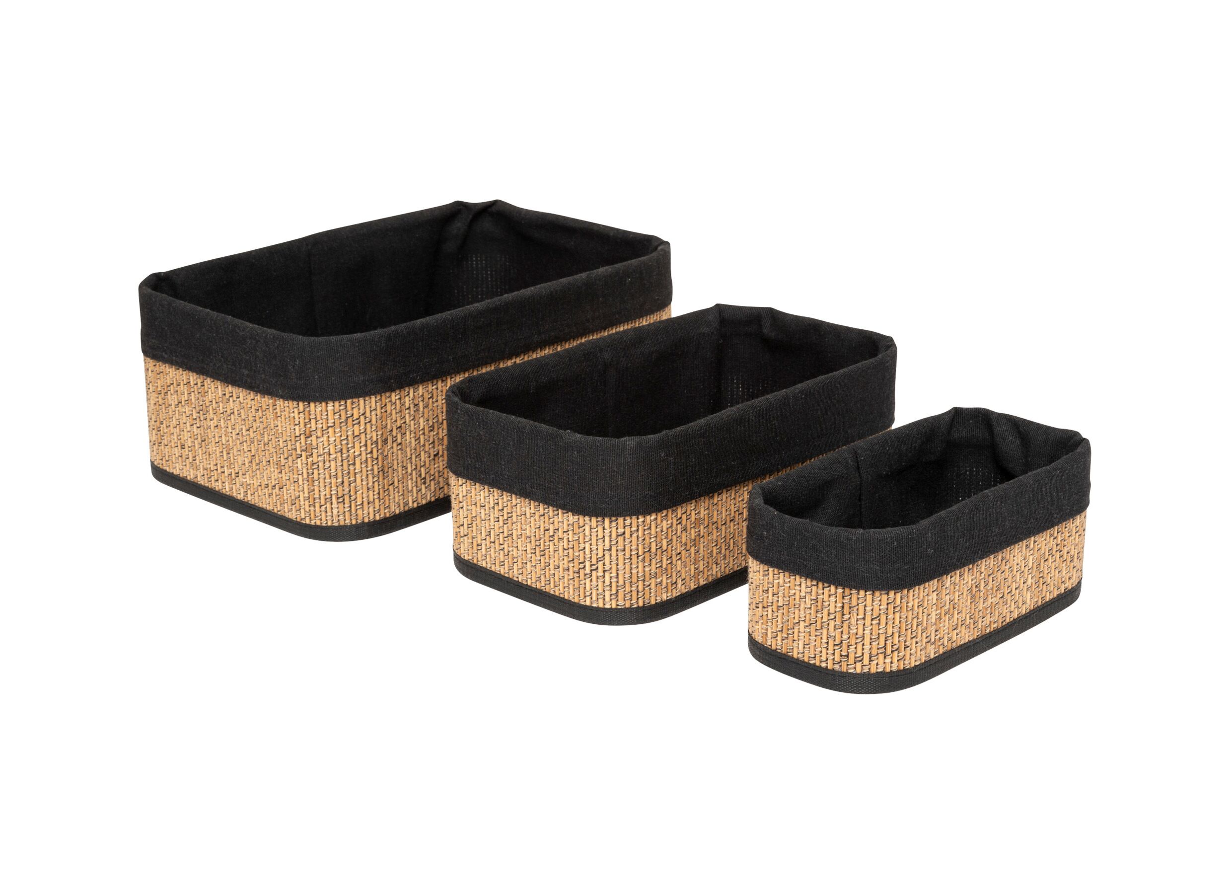 Opbergmand bamboe/stof set van 3 - Panier bambou/tissu lot de 3
