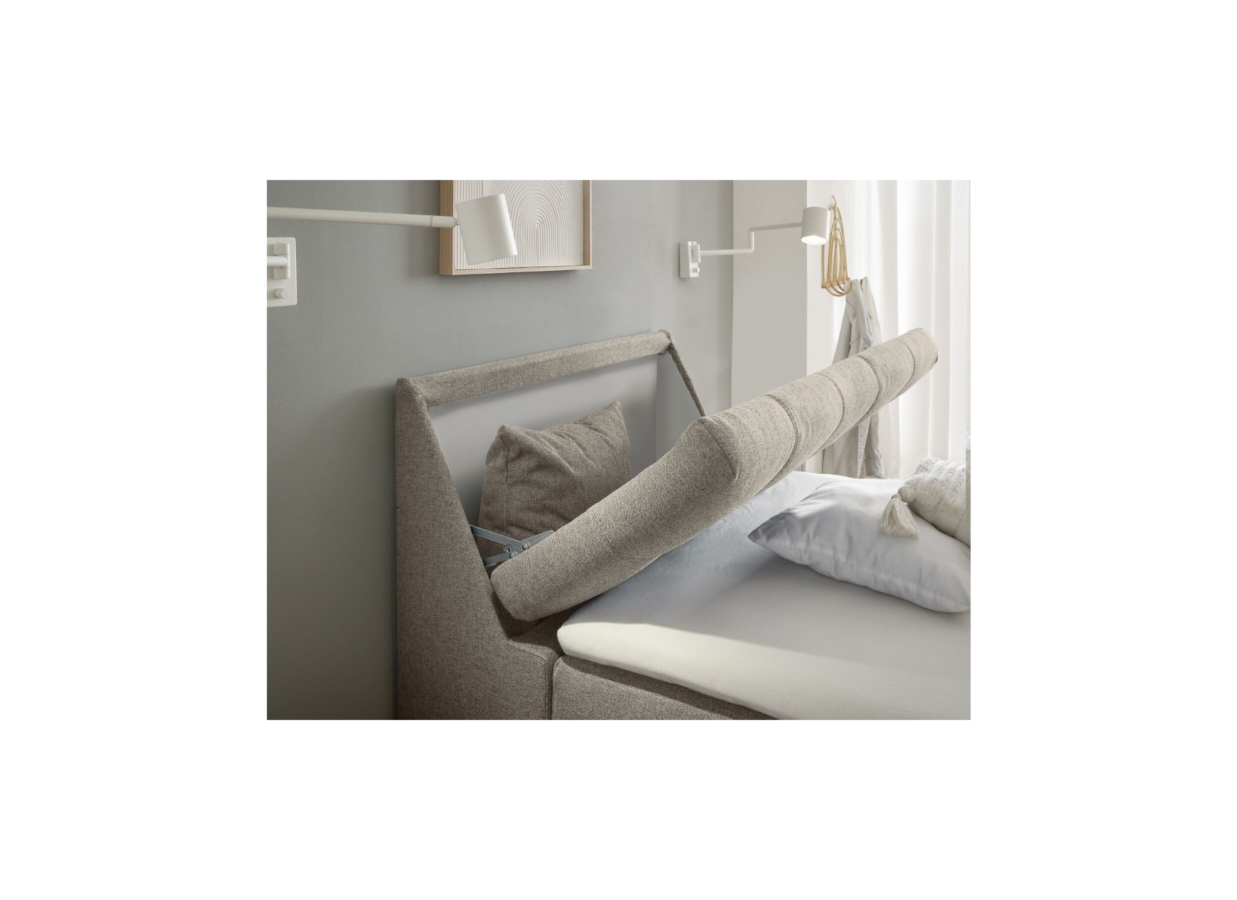 Sfeerfoto - Bedbox Atlantis 120x200cm met opbergruimte stof zand