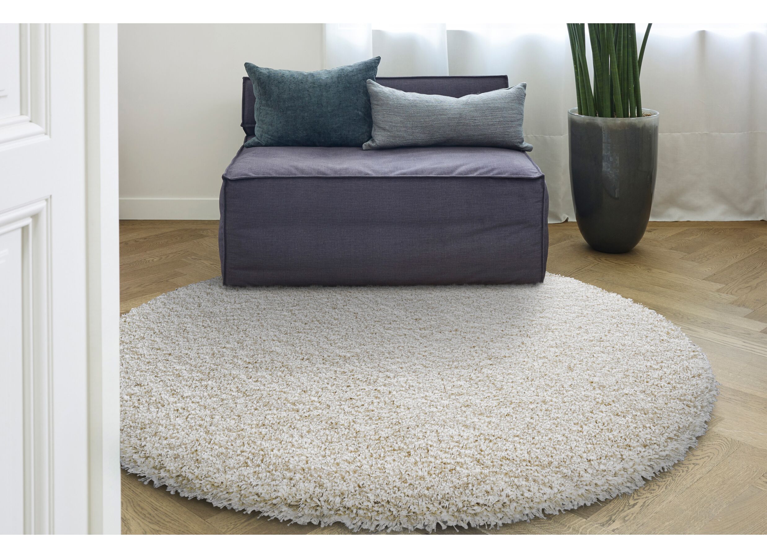 Foto ambiance - Tapis rond Twister Ø160cm - polypropylène - blanc
