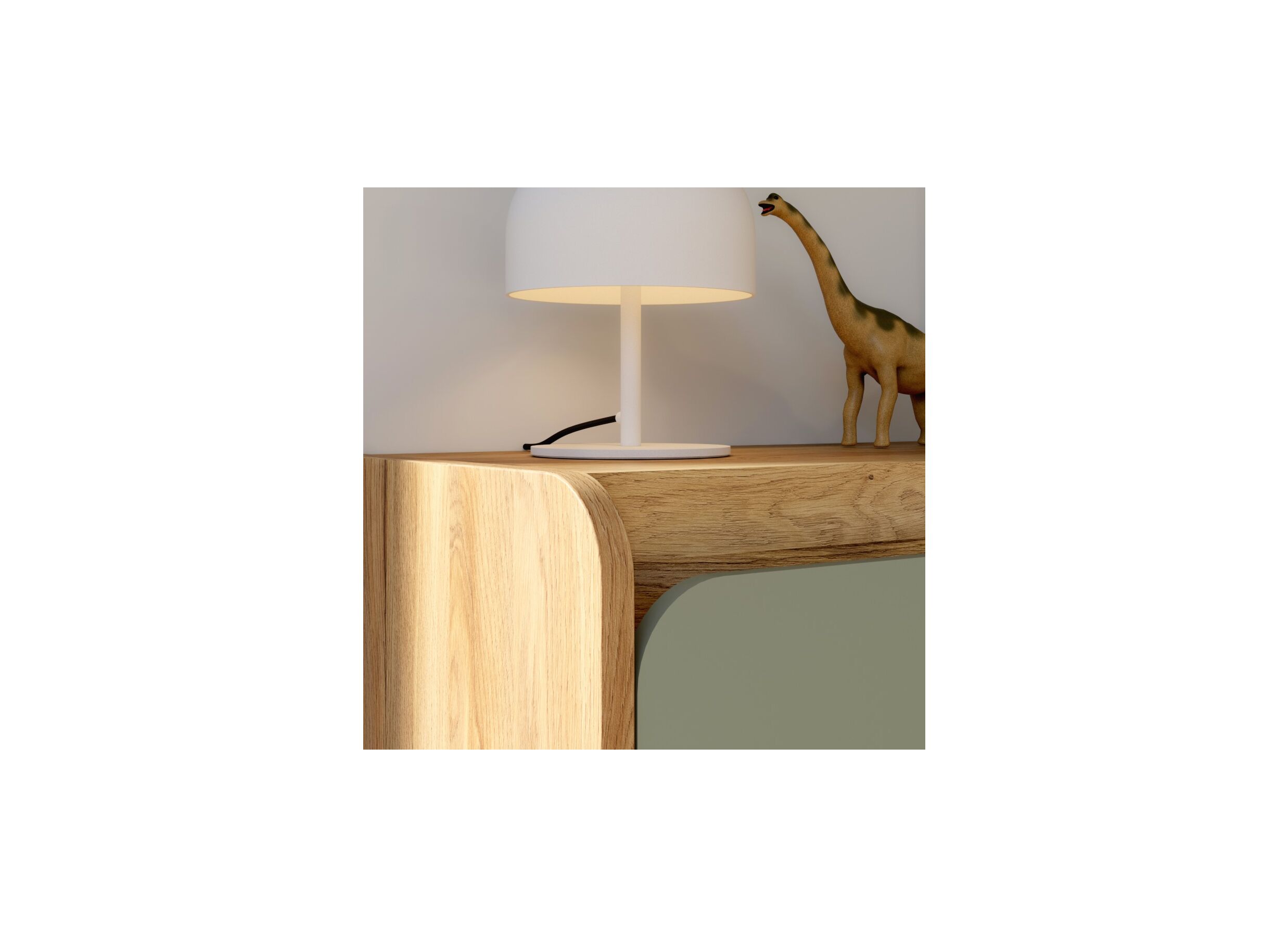 Foto ambiance - Commode Hoa 105x41x94cm - décor - chêne mauvella & vert