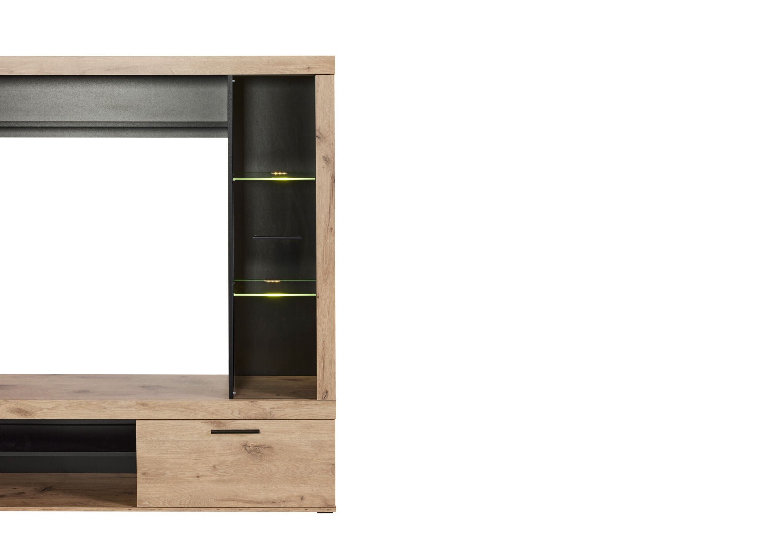 Detailfoto - Tv-wandmeubel Vigor 216cm - decor - canyon oak & zwart