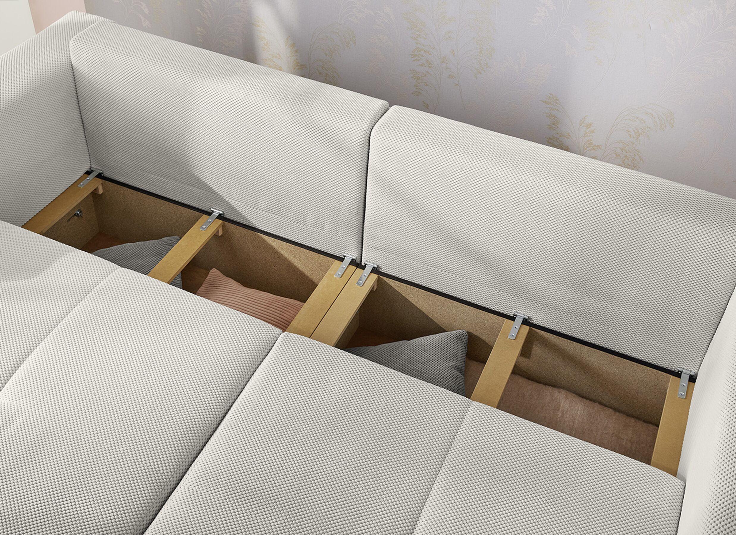 Sfeerfoto - Zetel Relax Bigsofa 4-zit - stof - beige