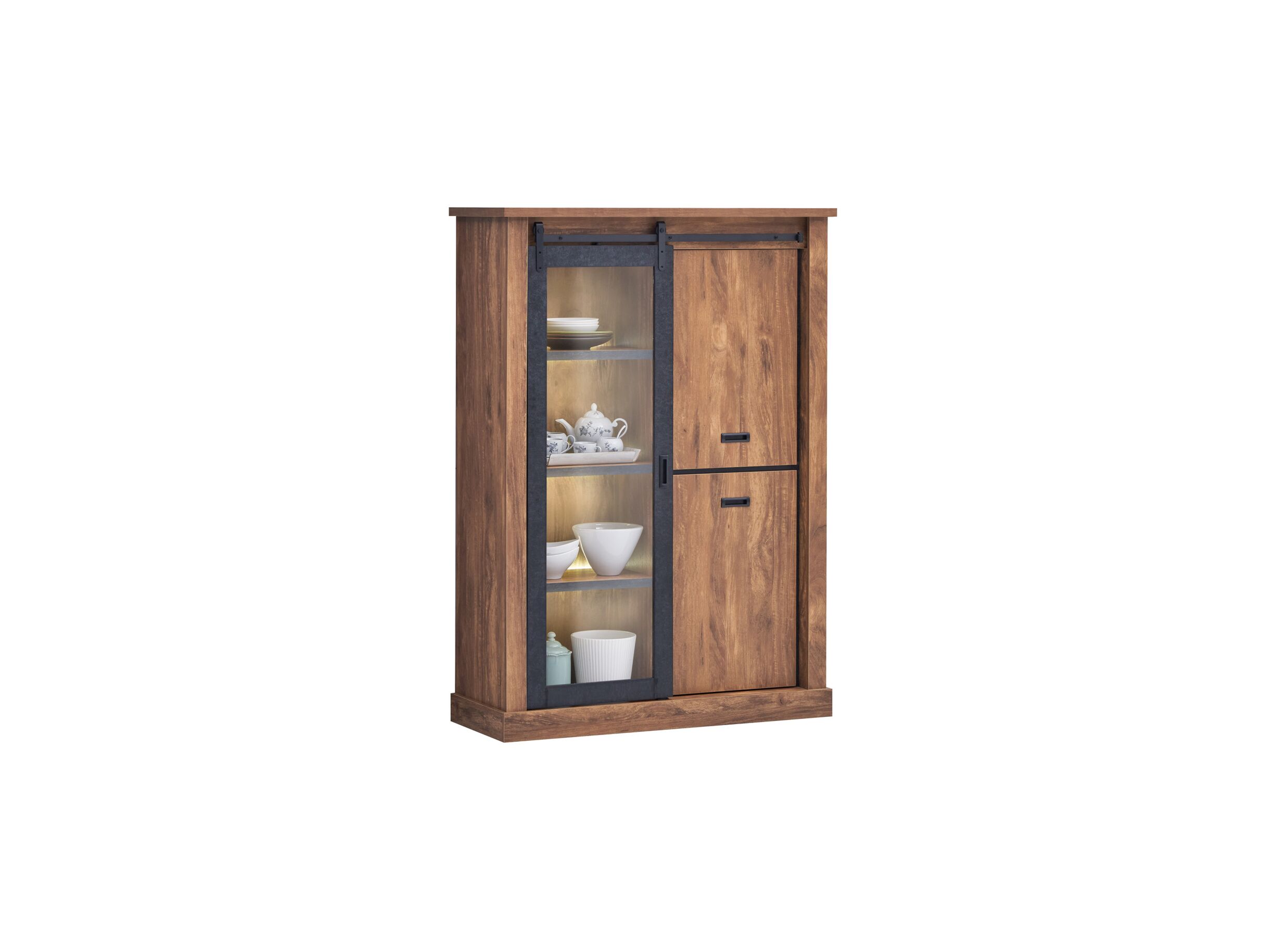 Barkast Elon 125cm - decor - acacia/zwart