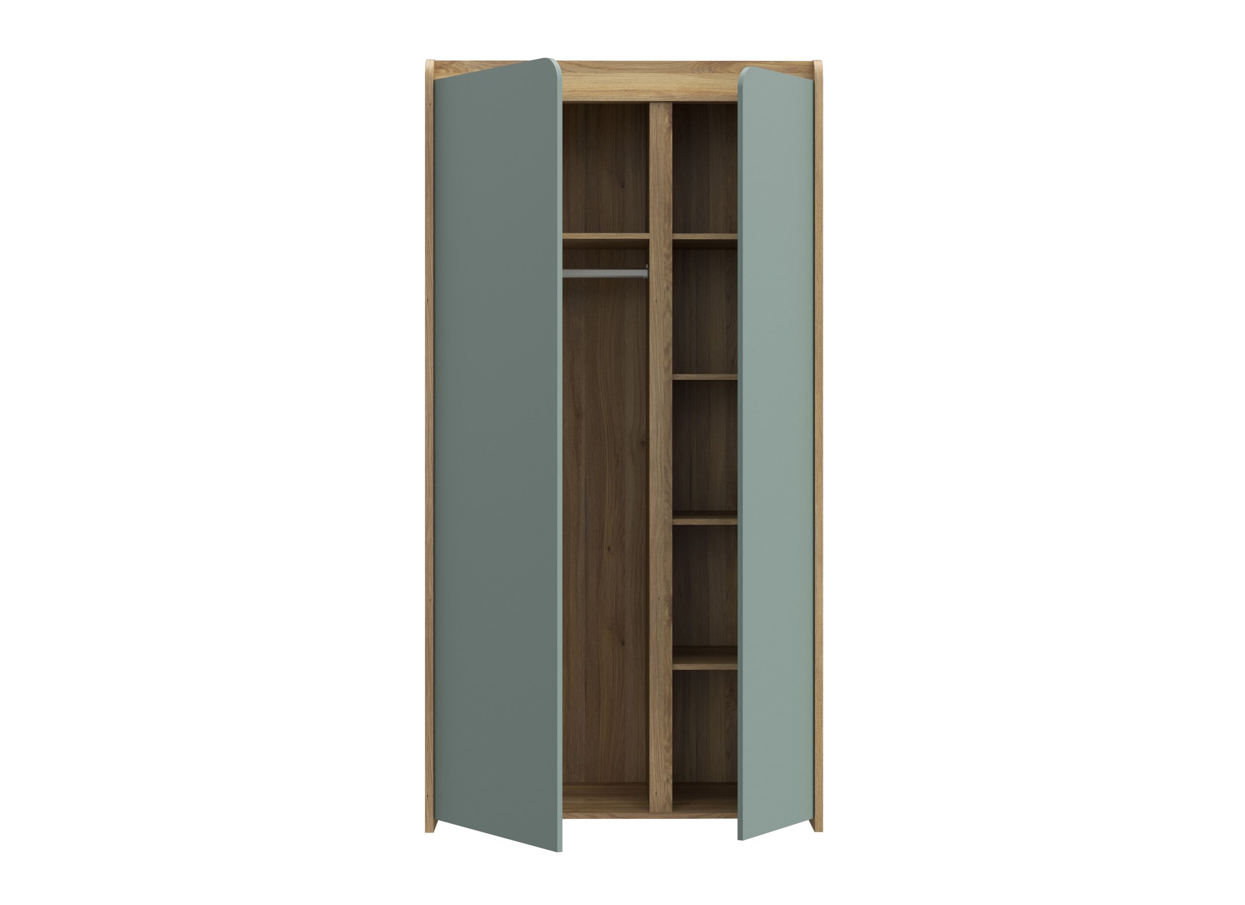 Disposition - Armoire Hoa 105x53x205 - décor - chêne mauvella/vert