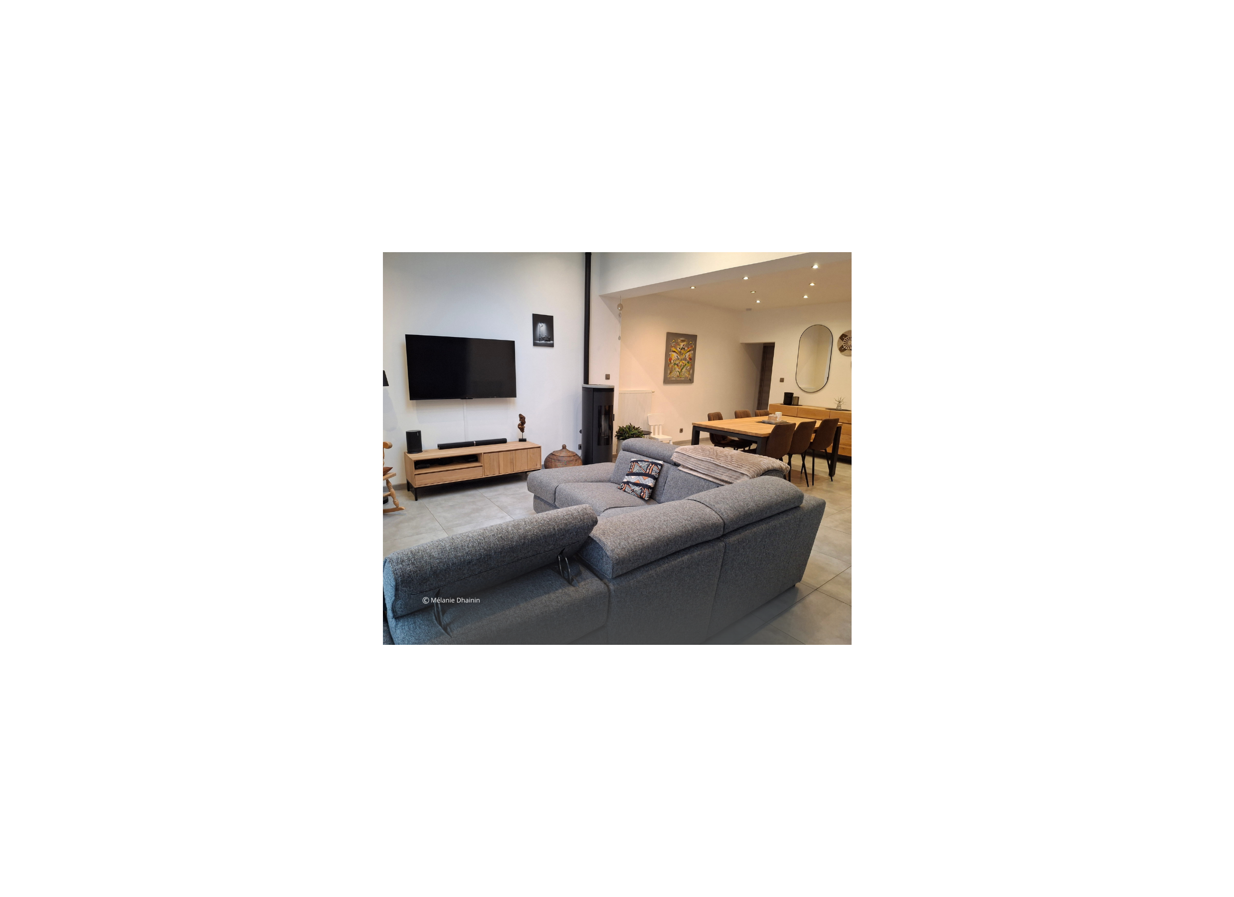 Sfeerfoto - Tv-meubel Polar 145cm - eik massief & fineer & decor - naturel