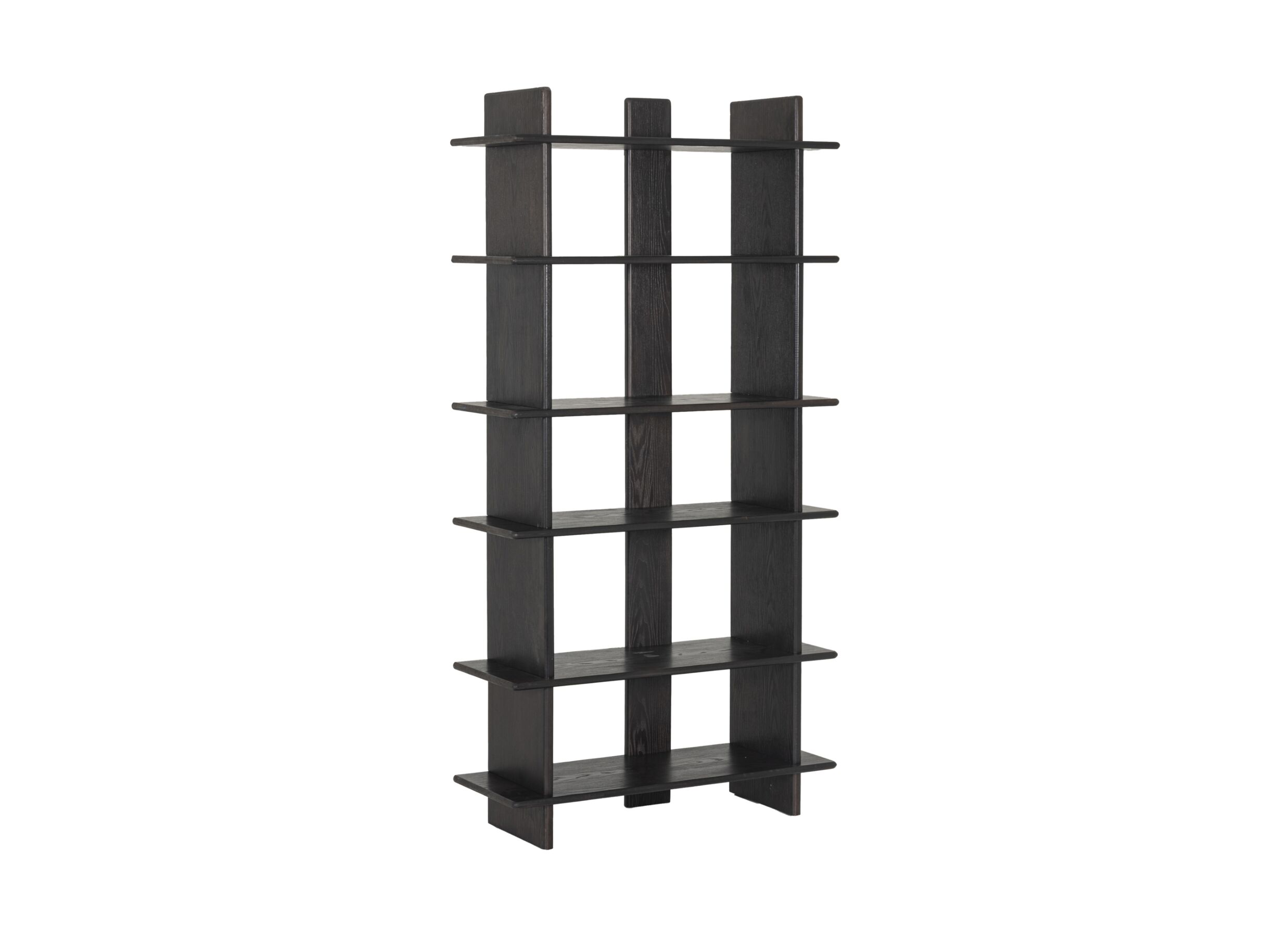 Plus Important - Étagère Swerve 98x35x192cm - rubberwood & décor - marron
