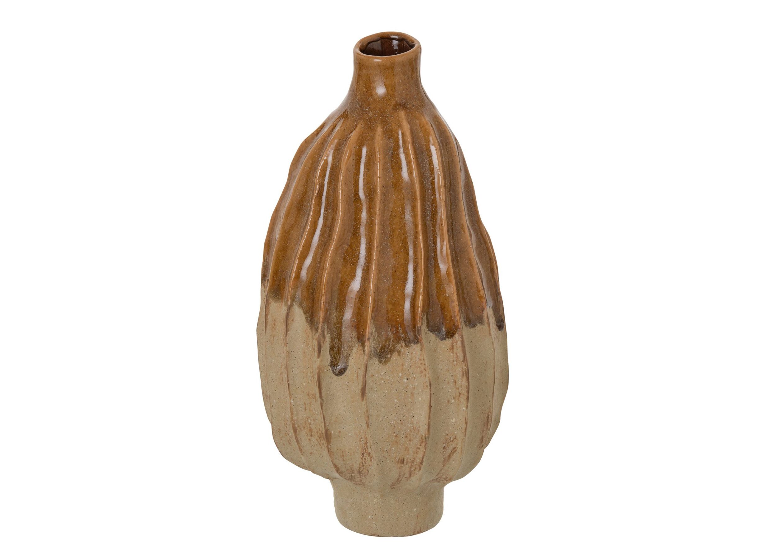 Vaas Alpha H37 - Vase Alpha H37,5cm - porcelaine - marron & vert mousse