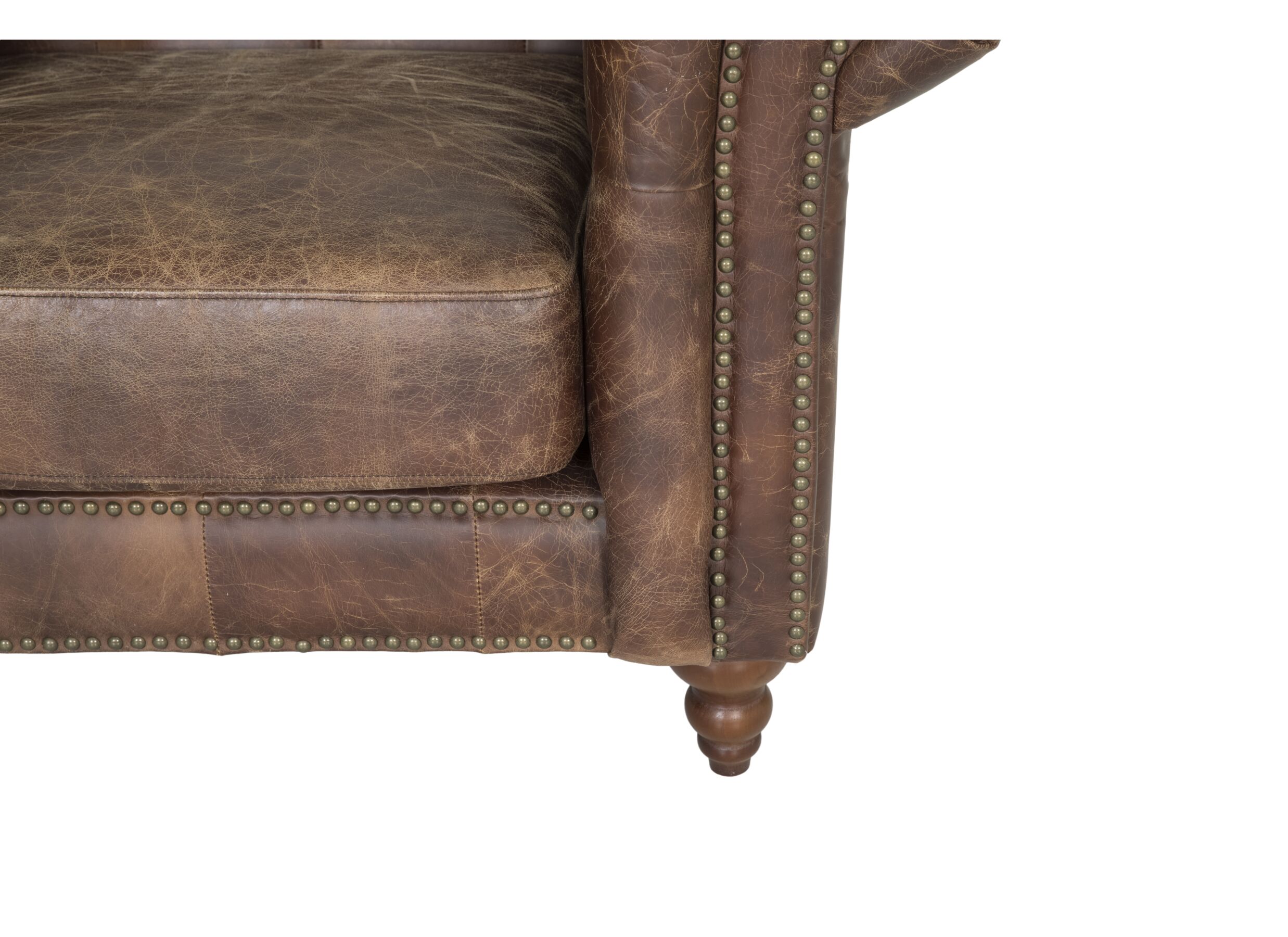 Detail - Chesterfield Stanley 1 place cuir marron