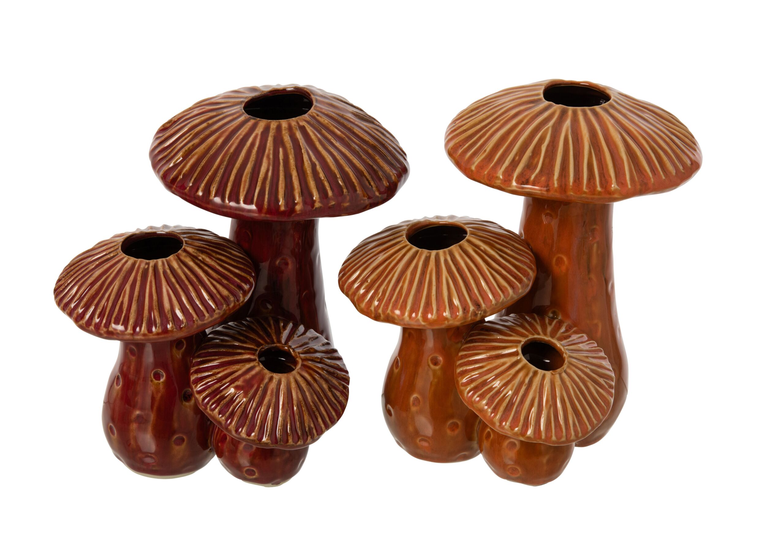 Plus Important - Décoration automne Vase Champignon H19cm - céramique - marron rouille & orange