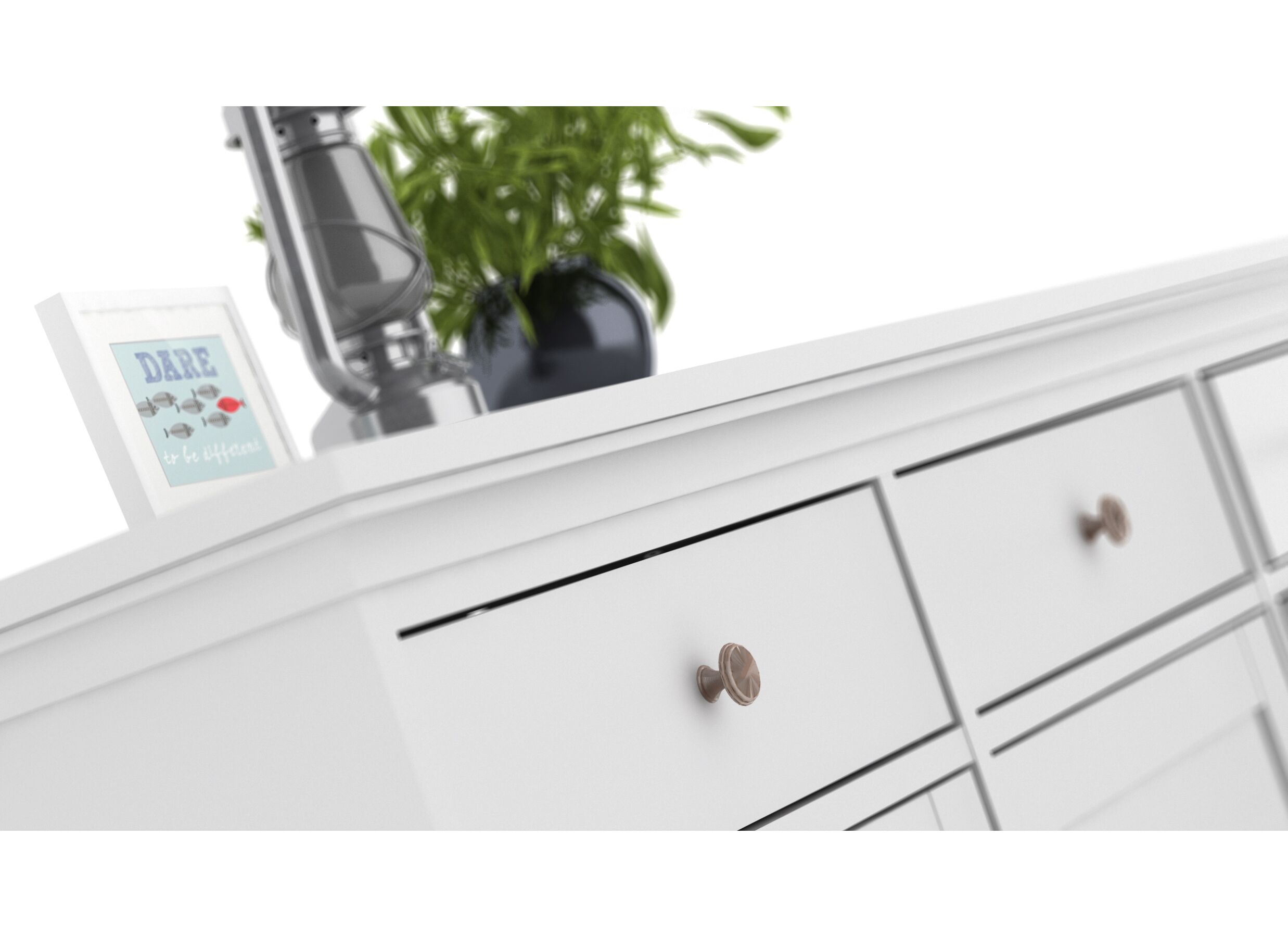 Buffet Paris 144cm - panneau décor - blanc