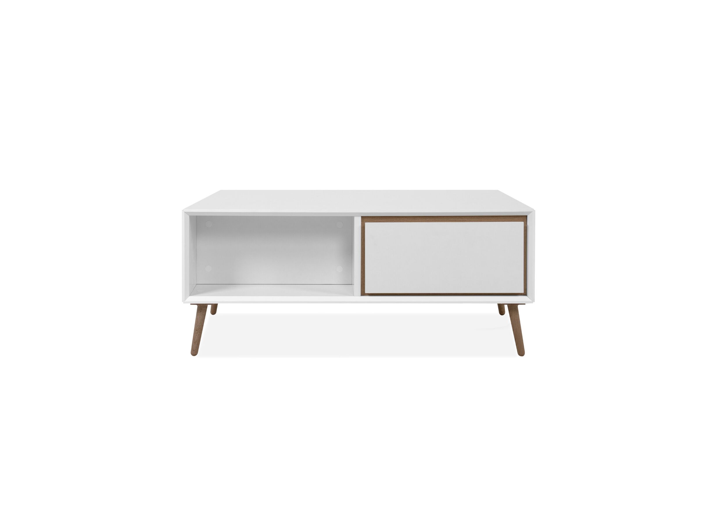 Aperçu - Table basse Arona 94x55cm avec rangement - mélamine - blanc