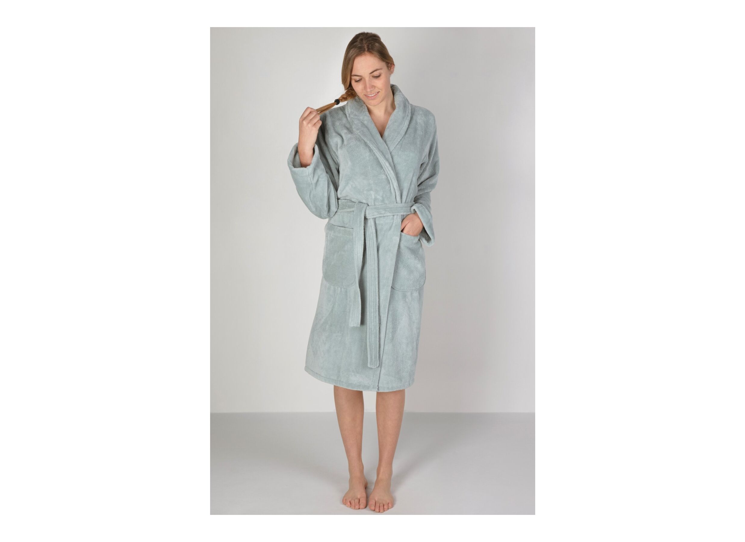 Overzichtsfoto - Badjas XS flanel sea green