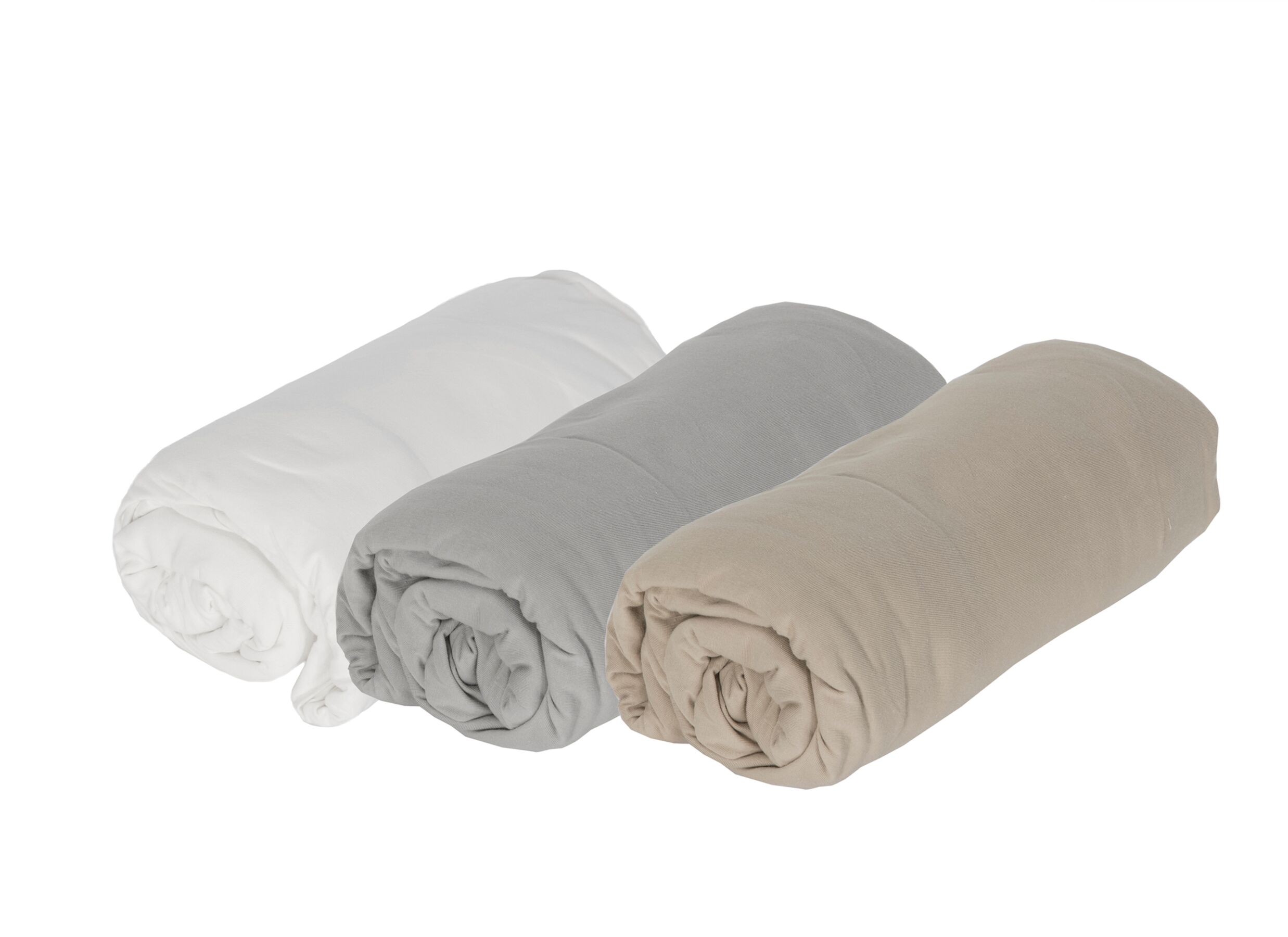 Photo ensemble - Drap-housse Lauren 160x200cm - jersey coton - blanc