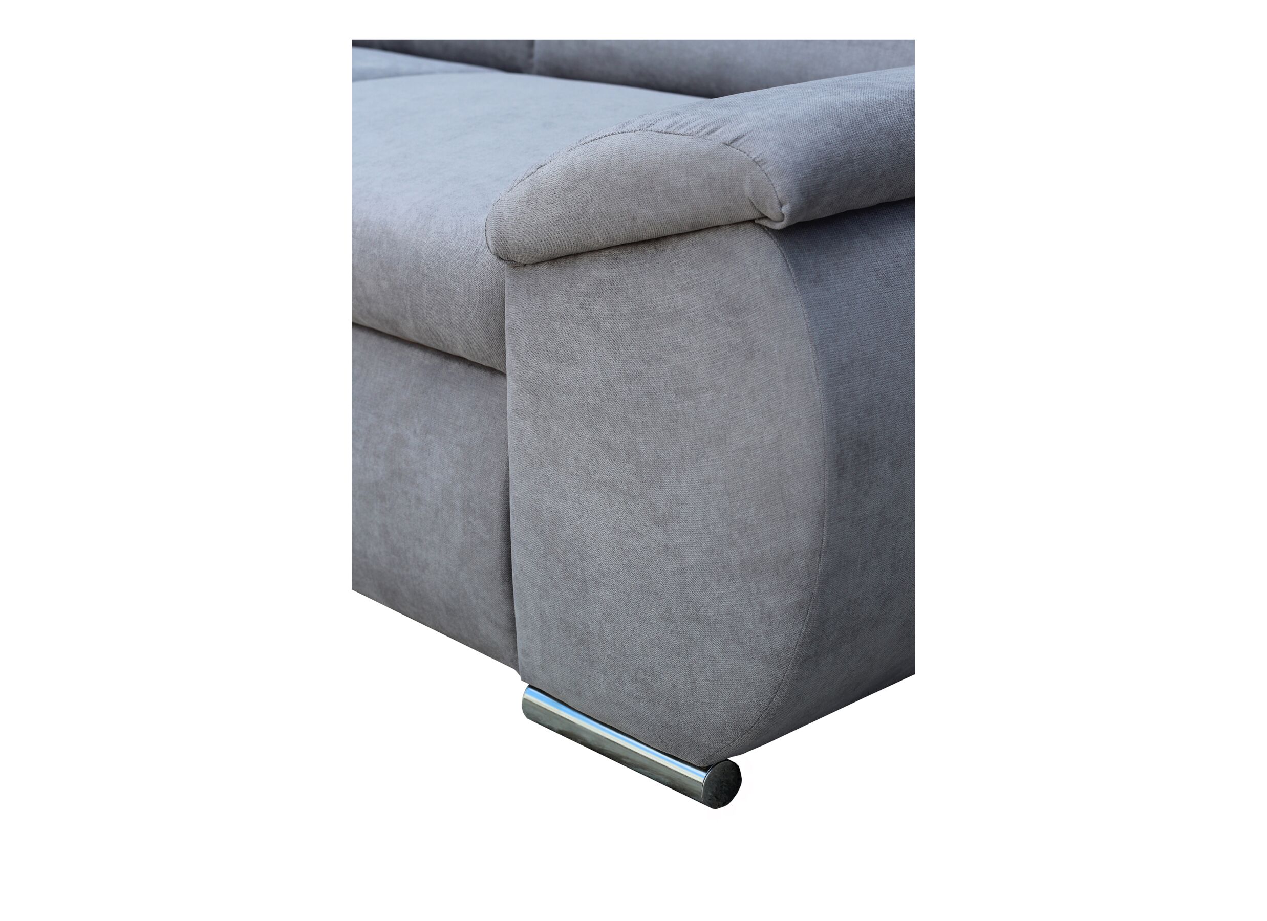Canapé d'angle Caro 197x272cm - tissu - gris moyen avec fonction de lit et rangement