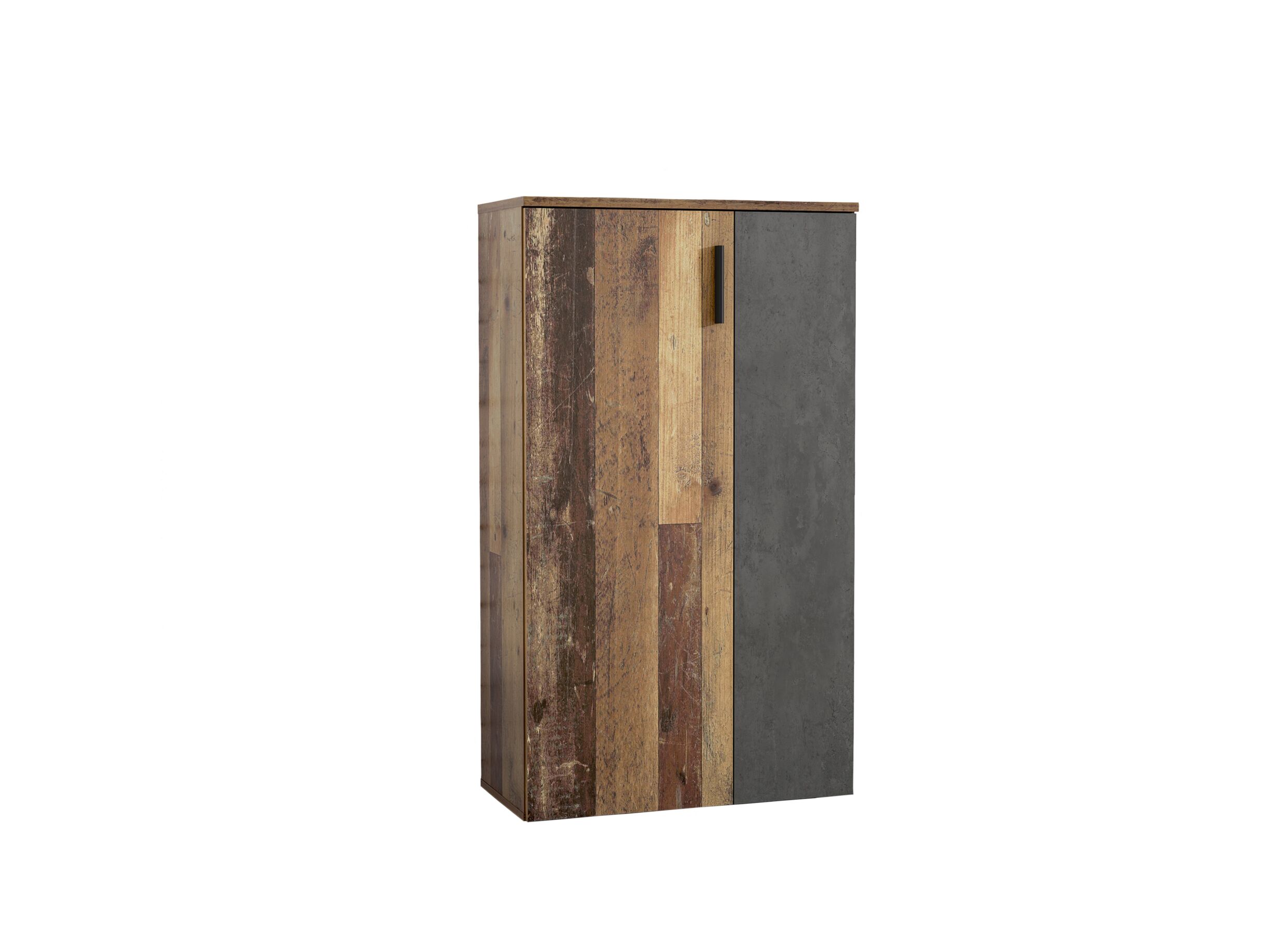 Hoofdfoto - Schoenenkast Boots 69x34x120cm - decor - old wood & donkergrijs
