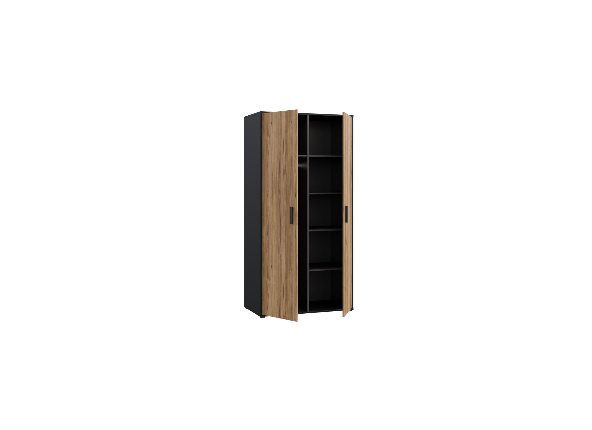 Garde-robe Mokkaro 95cm - décor - noir/chêne châtaignier