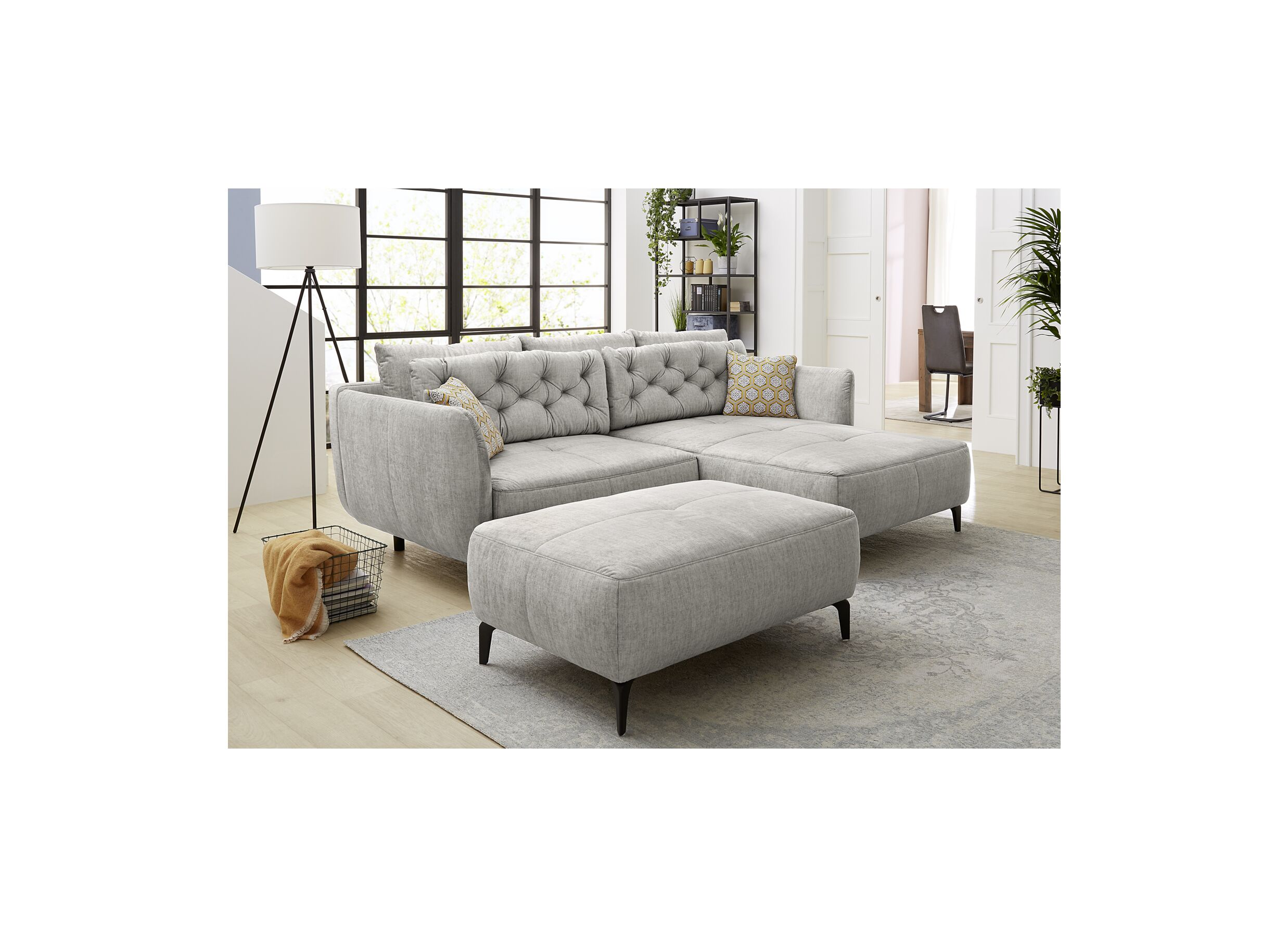 Hoeksalon Saulo 251x187cm - stof - grijs