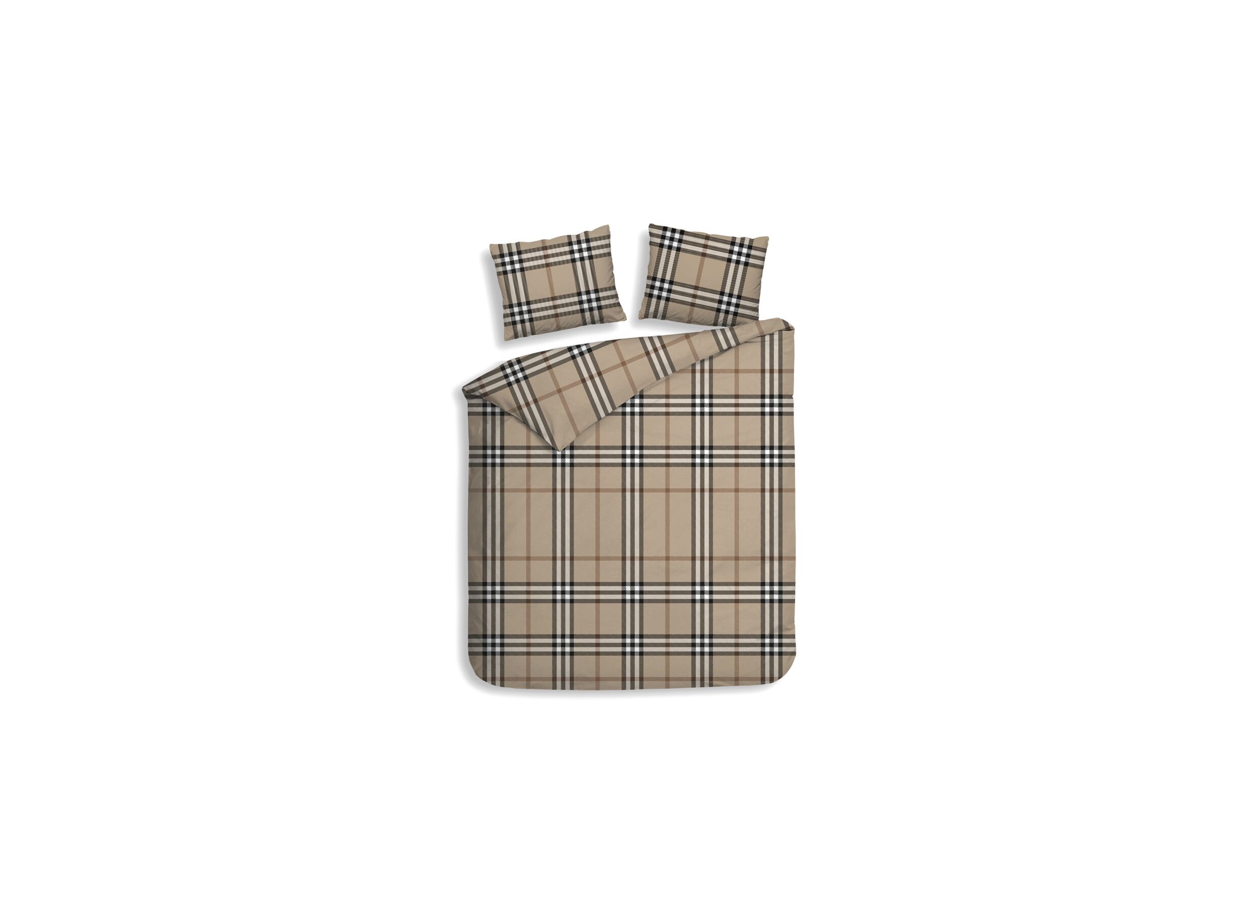 Dekbedovertrek Leonardo 140x220cm - katoen flanel - beige - Housse de couette Leonardo 140x220cm - coton flanelle - beige