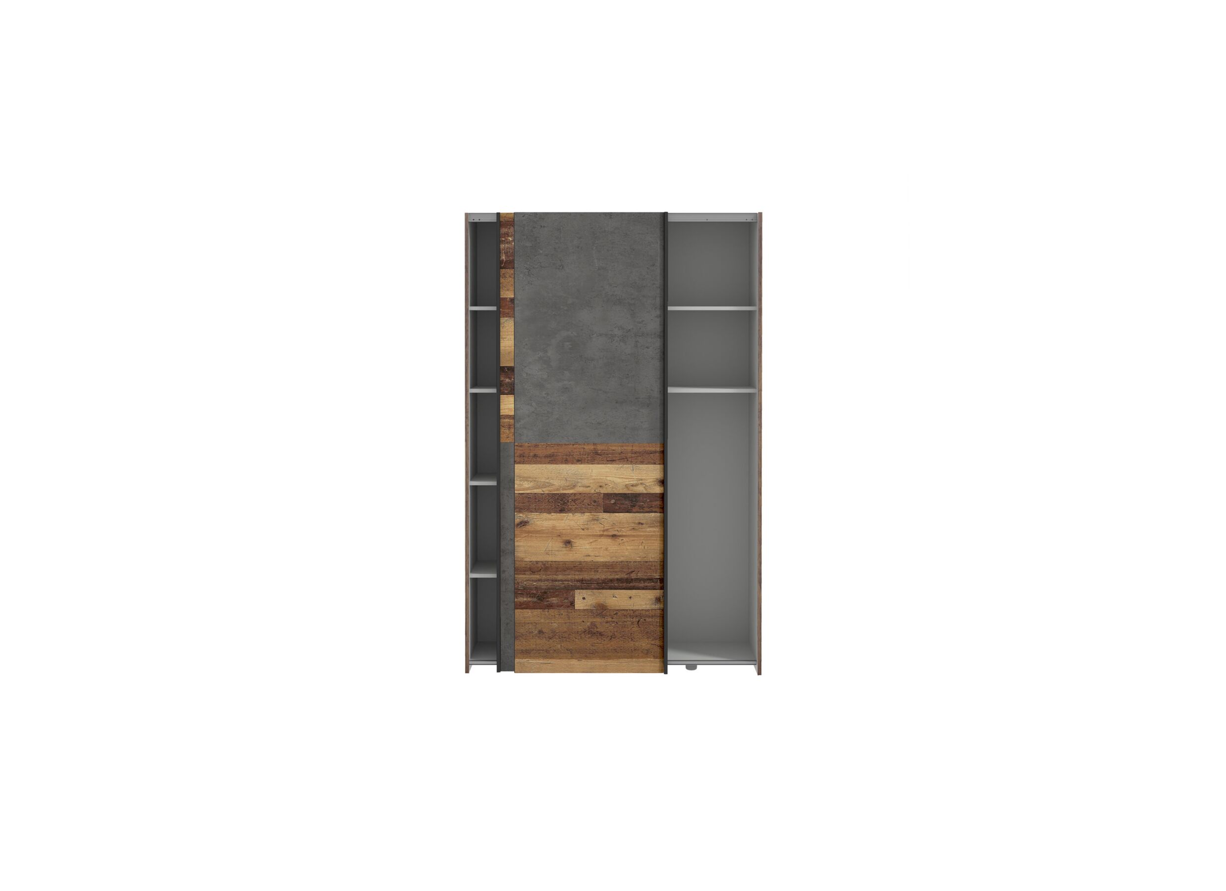 Armoire à portes coulissantes Ozzula 120cm - décor - old wood vintage/béton