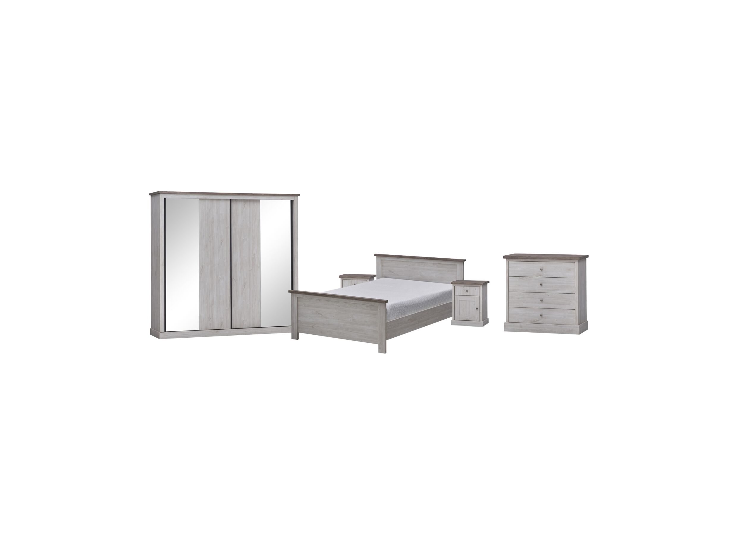 Plus Important - Chambre à coucher Eline avec lit 160x200cm - armoire 225cm - commode 85cm