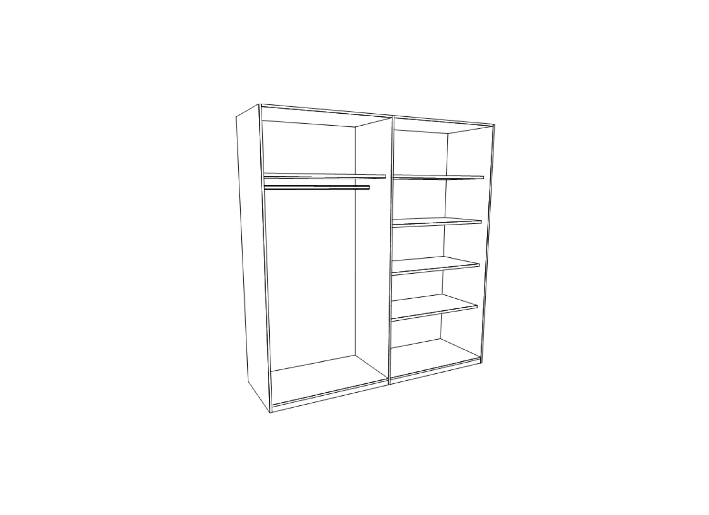 Disposition - Armoire à portes coulissantes 231cm - décor - brun/noir