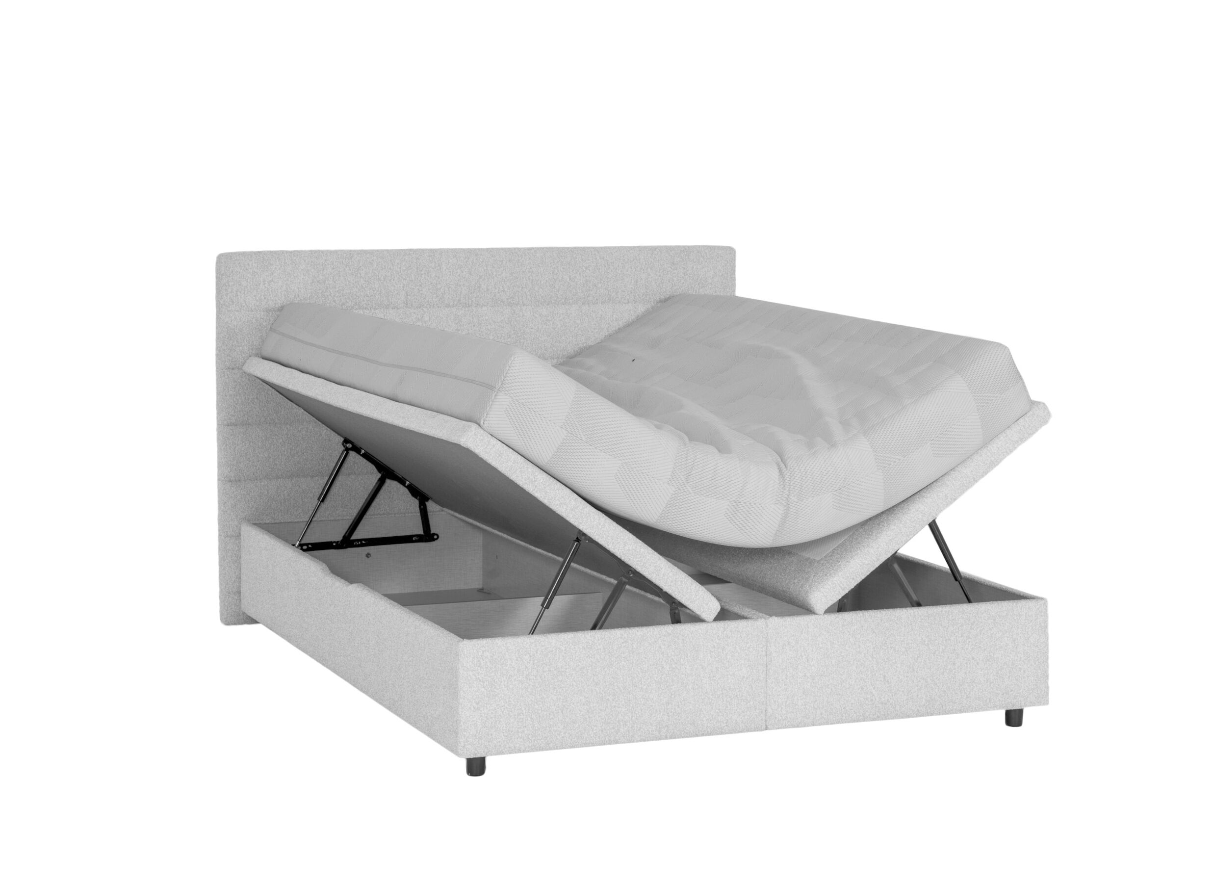 Overzichtsfoto - Bedbox Butterfly 160x200cm - stof - lichtgrijs met opbergruimte