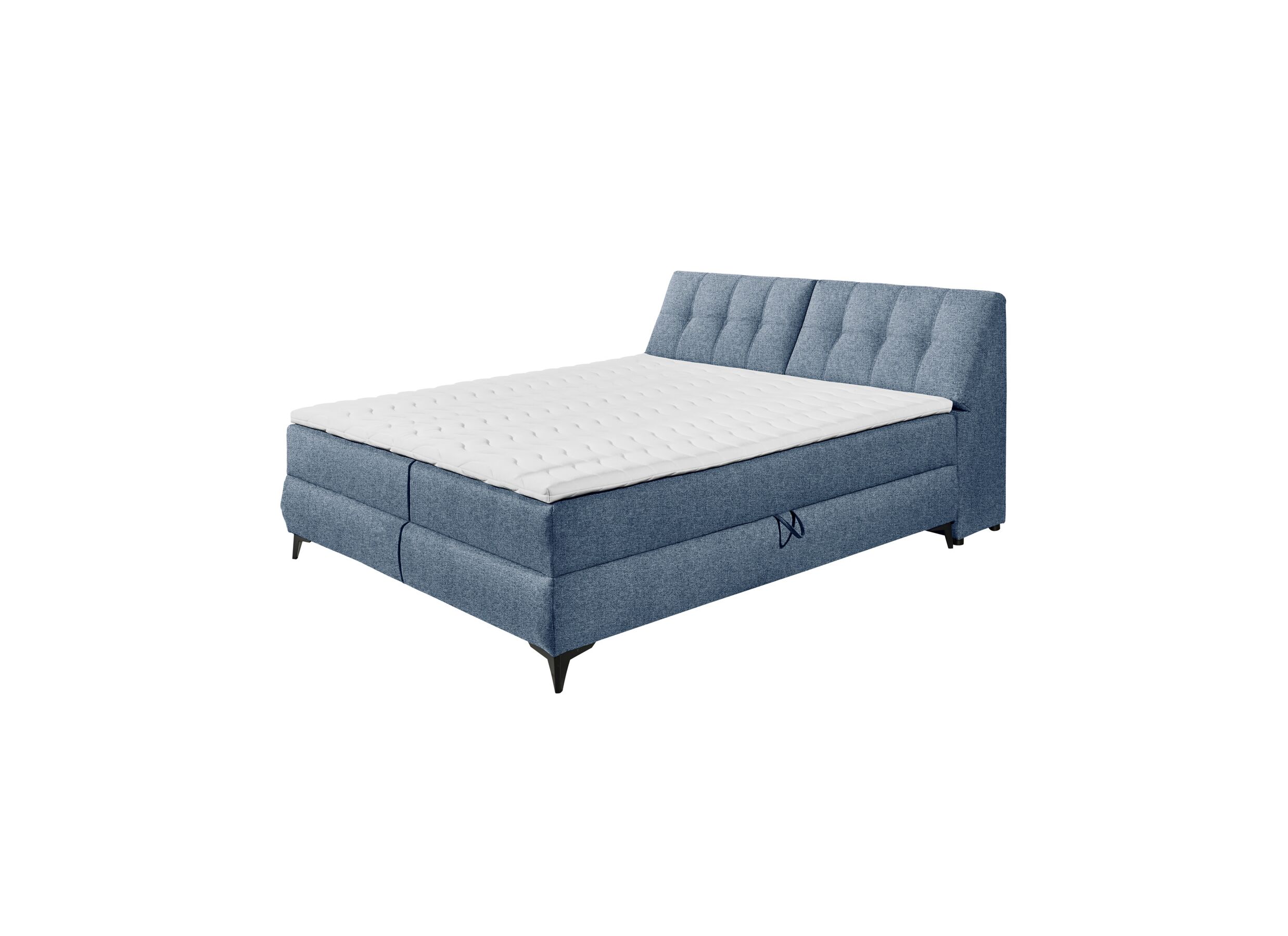 Lit box 160x200cm avec rangement tissu bleu - Lit box 160x200cm avec rangement tissu bleu