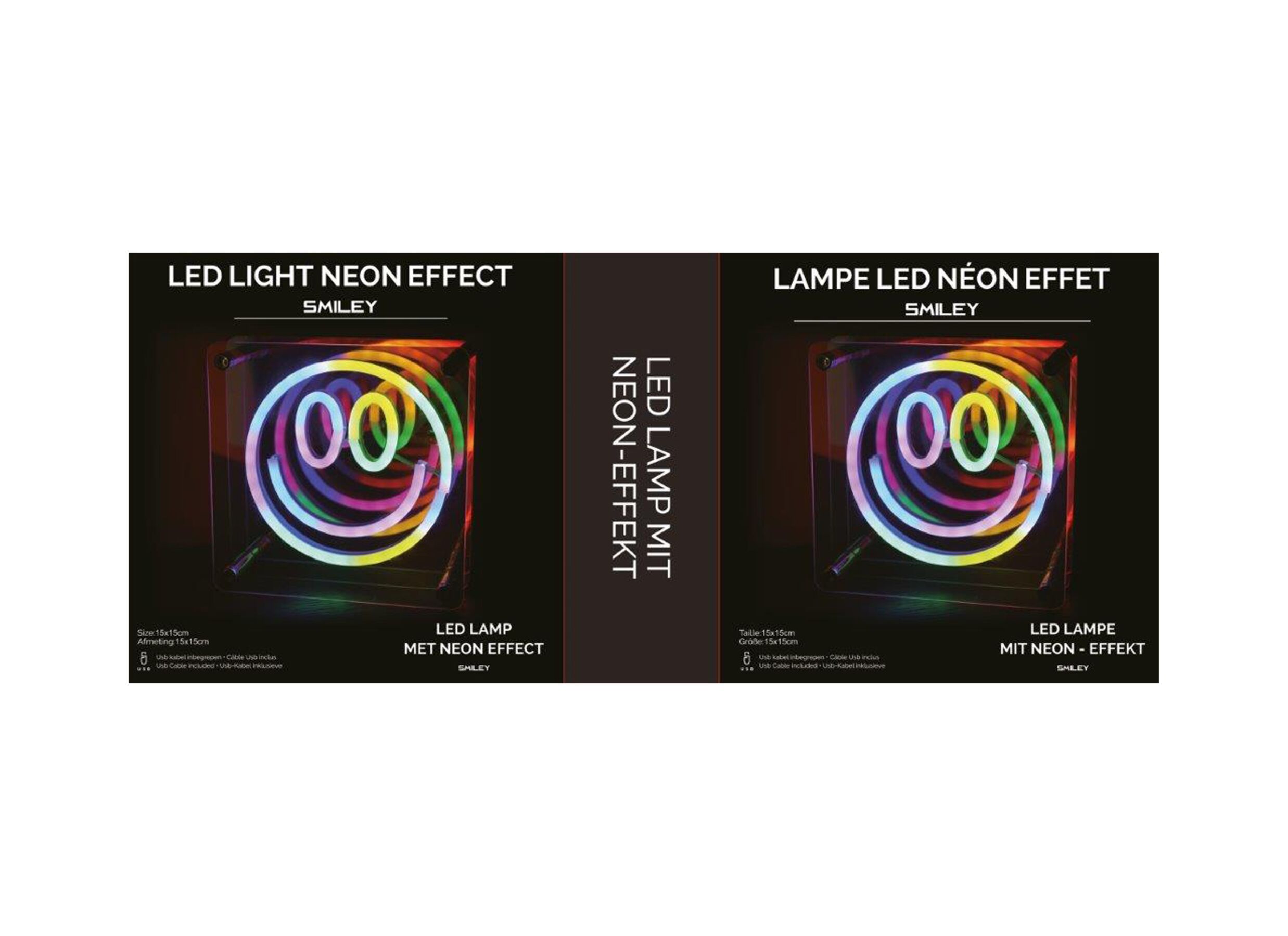 Hoofdfoto - Ledlamp Neon Happy Face 15x15cm - kunststof - multicolor