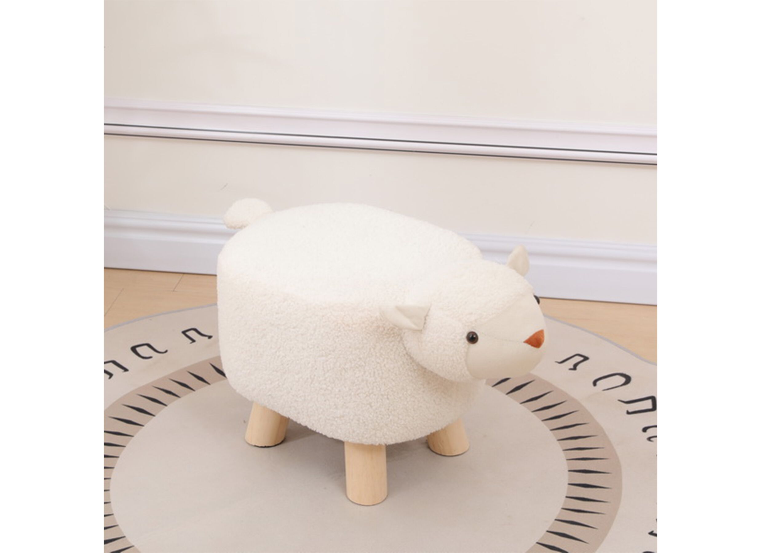 Sfeerfoto - Voetenbank Schaap 46x25x25cm - bouclé - wit