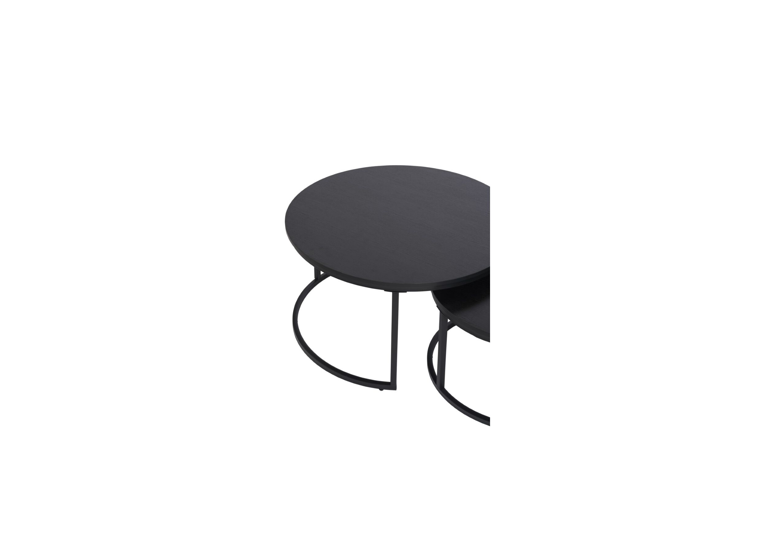 Detailfoto - Salontafel Ø70/Ø50cm - melamine - nero set van 2