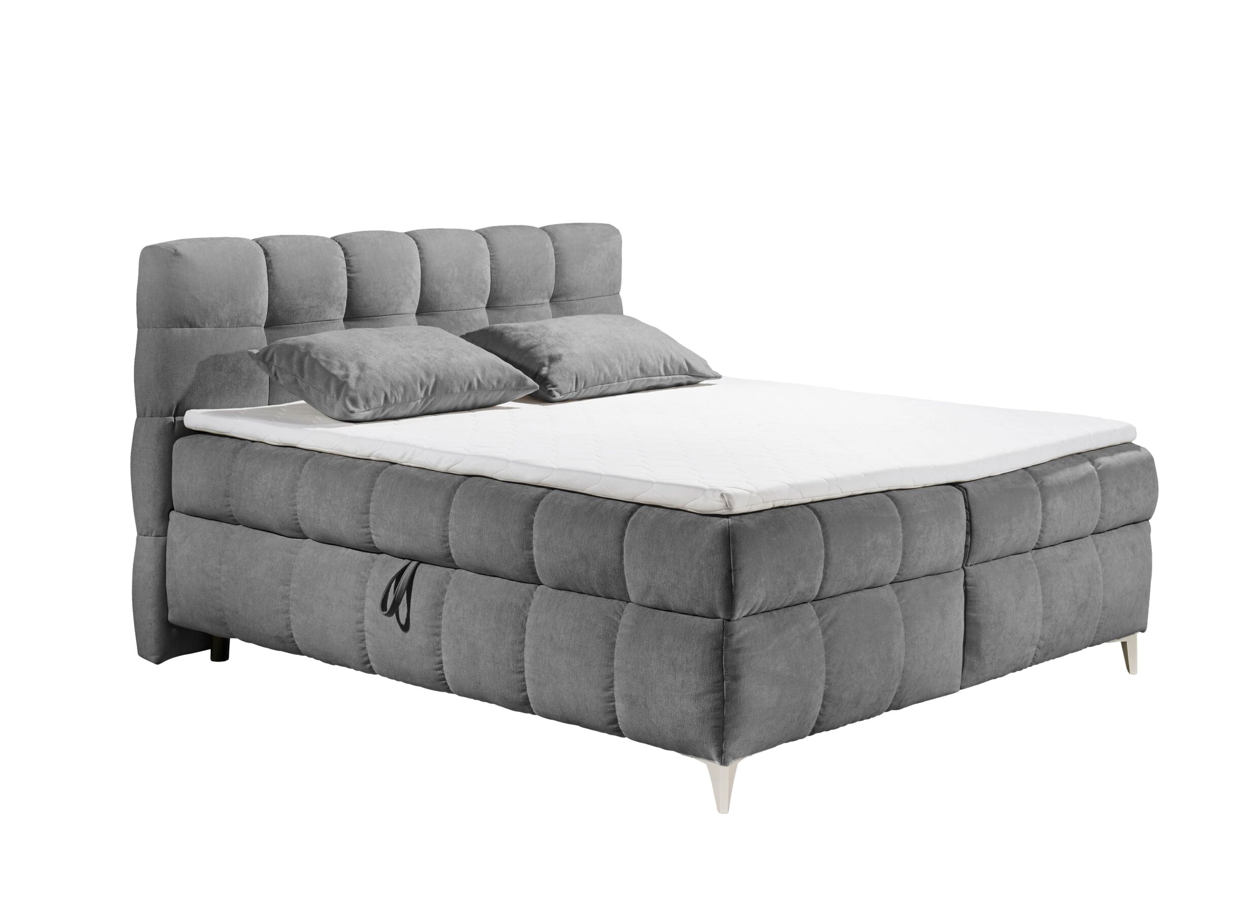 Plus Important - Lit box Kylie 180x200cm - tissu - gris foncé avec rangement