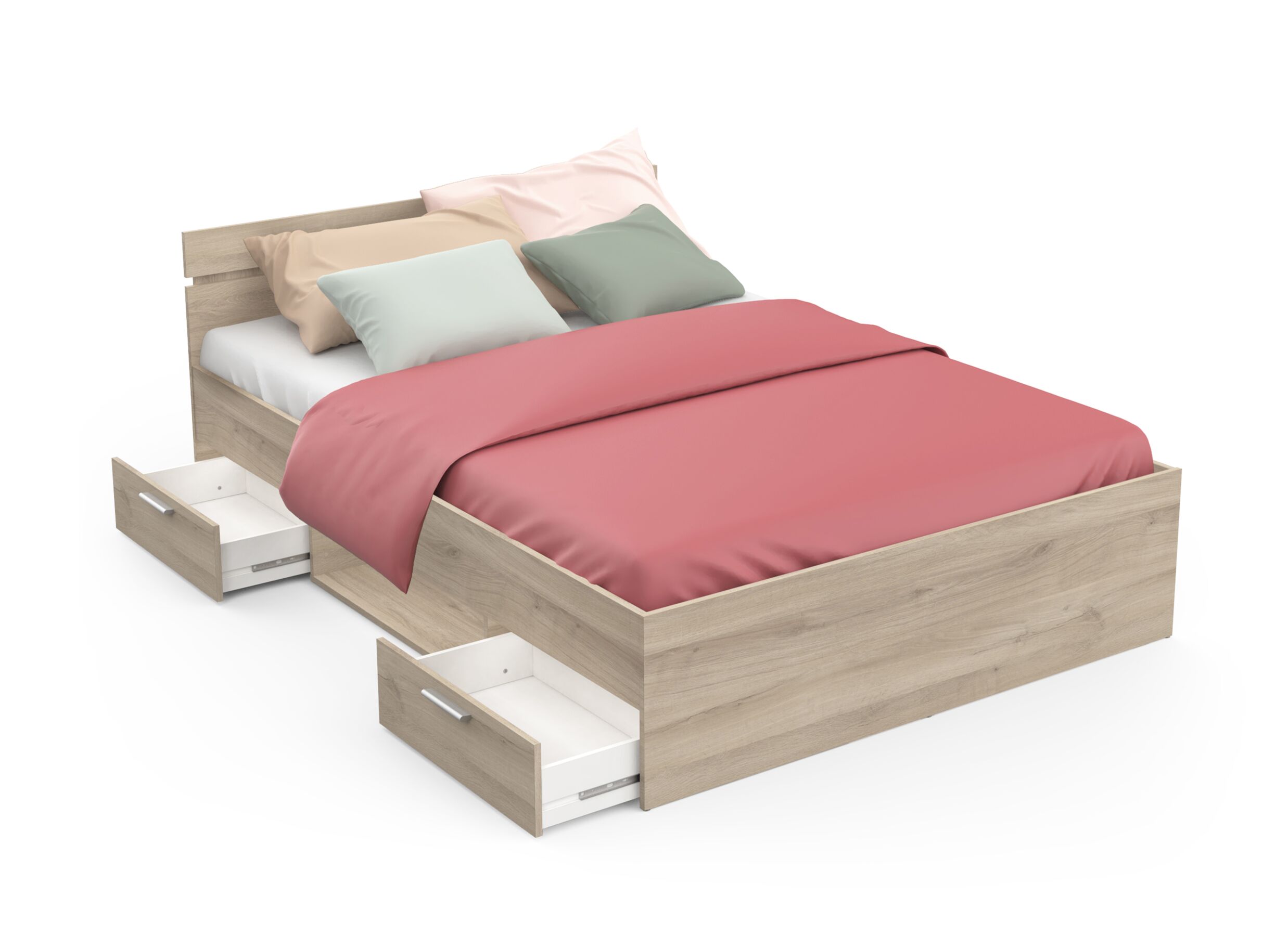 Overzichtsfoto - Bed Michigan 140x200cm - decor - kronberg eik