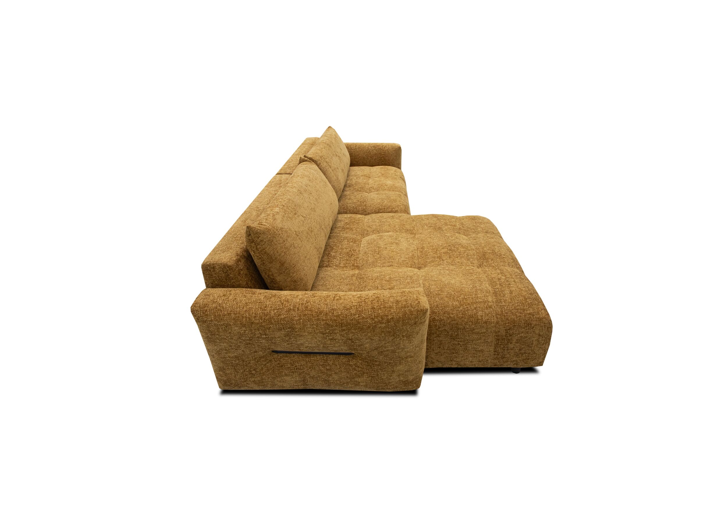 Aperçu - Canapé d'angle Amber 314x173cm - tissu - ocre