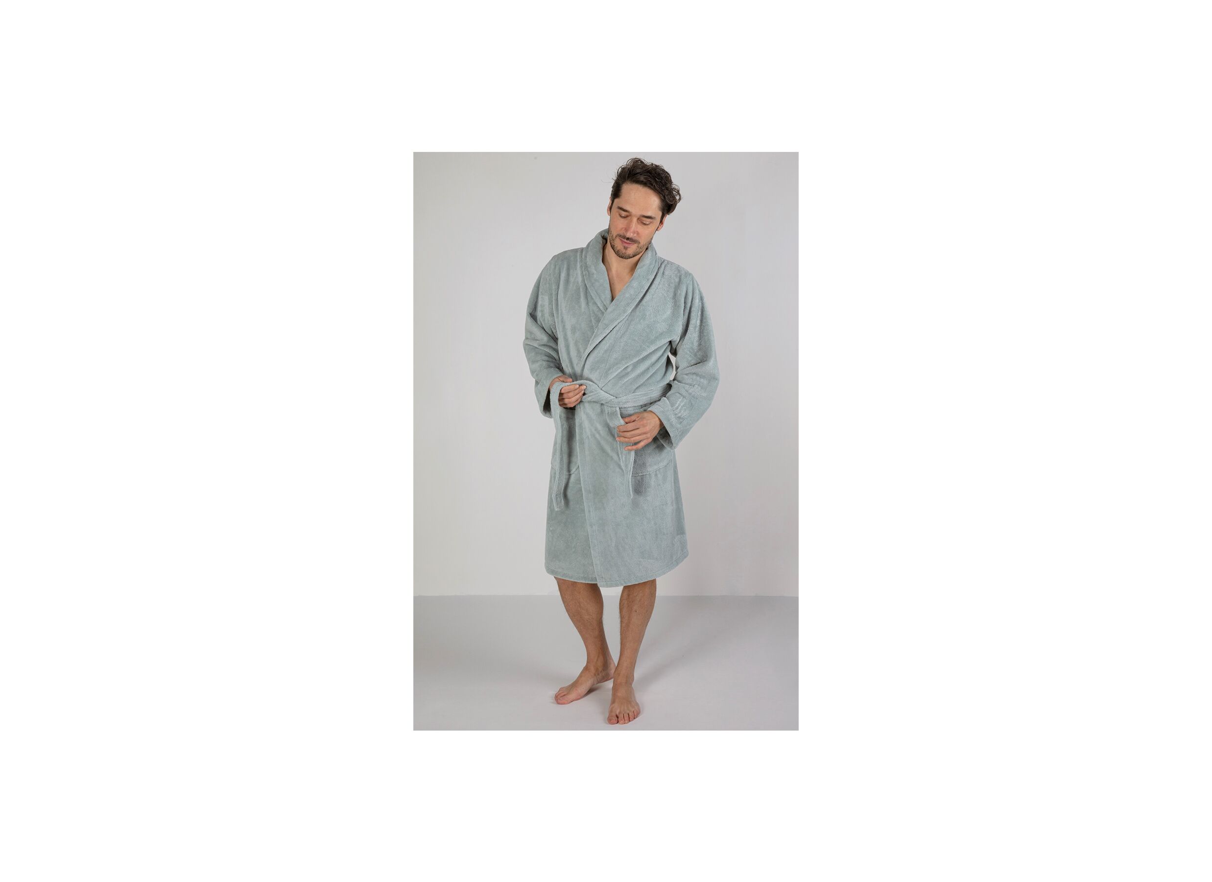 Sfeerfoto - Badjas M flanel sea green