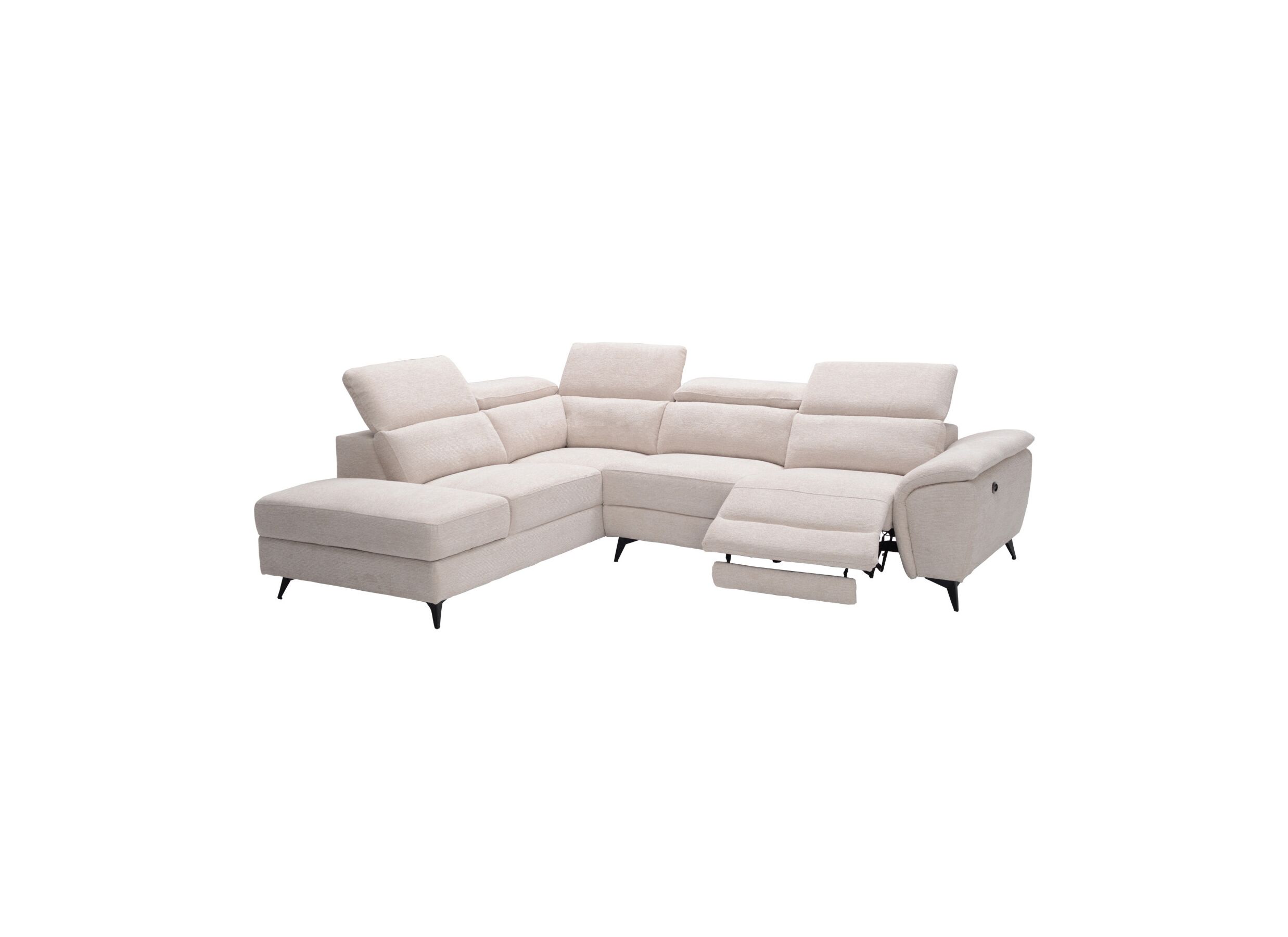 Aperçu - Canapé d'angle Perfume 284x224cm - tissu - beige avec relax