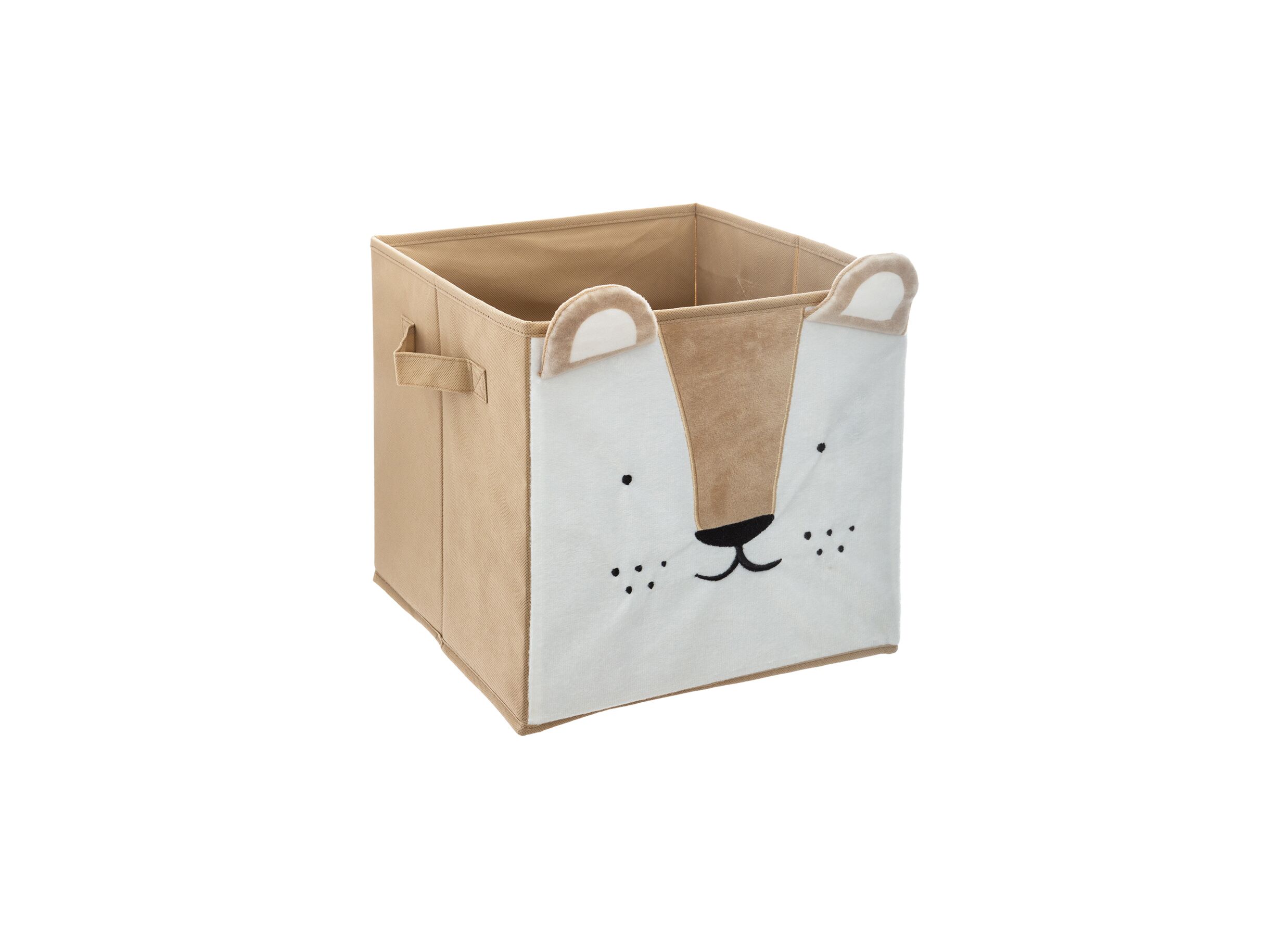 Opbergbox Leeuw 29x29x29cm - polyestervezel & papier - bruin