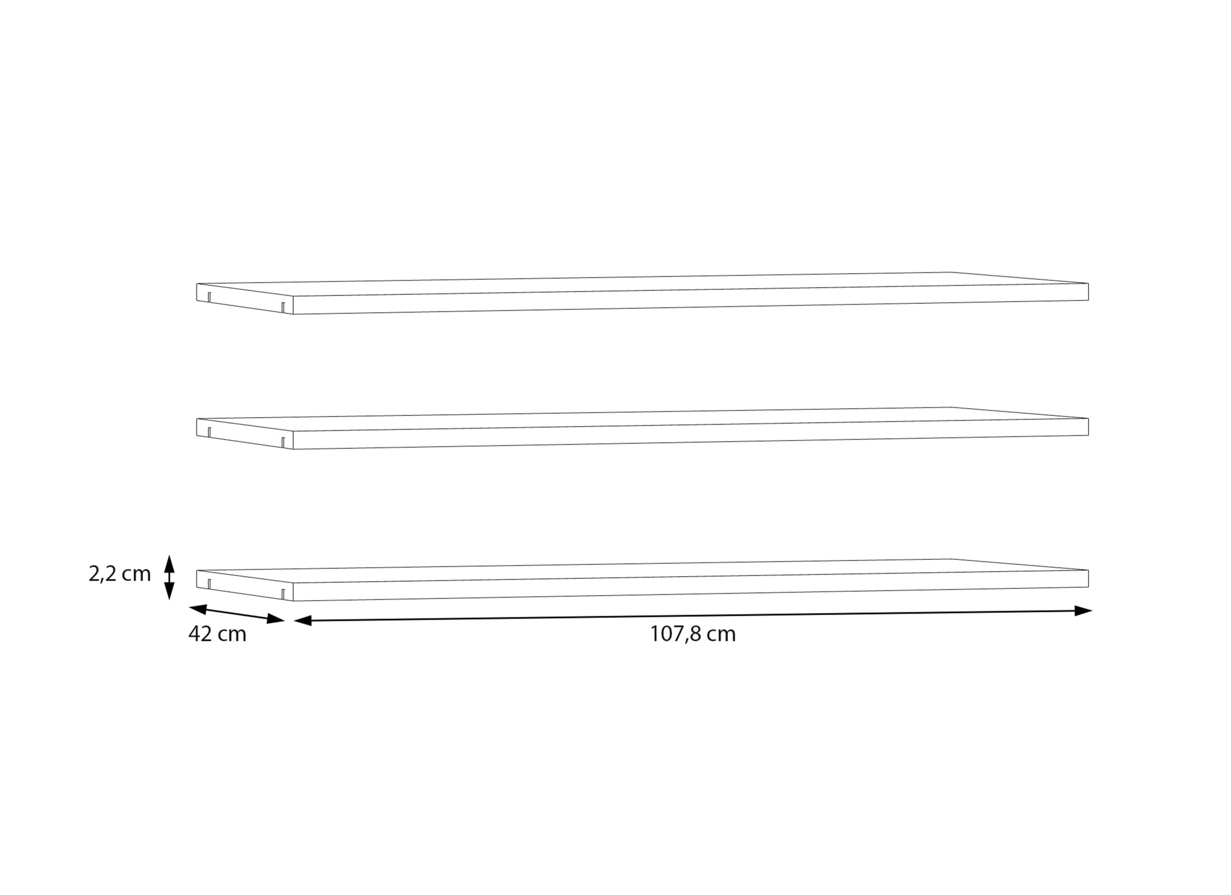 Afmetingen - Legplank 107,8cm set van 3