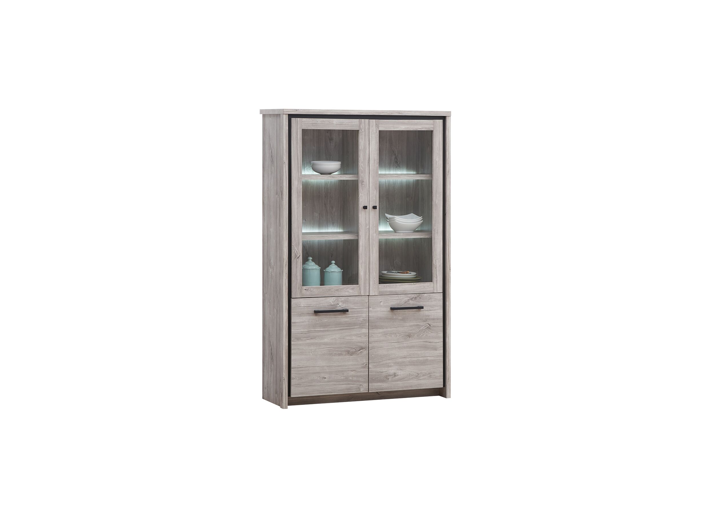 Vitrinekast Elias 115cm - decor - grijze eik