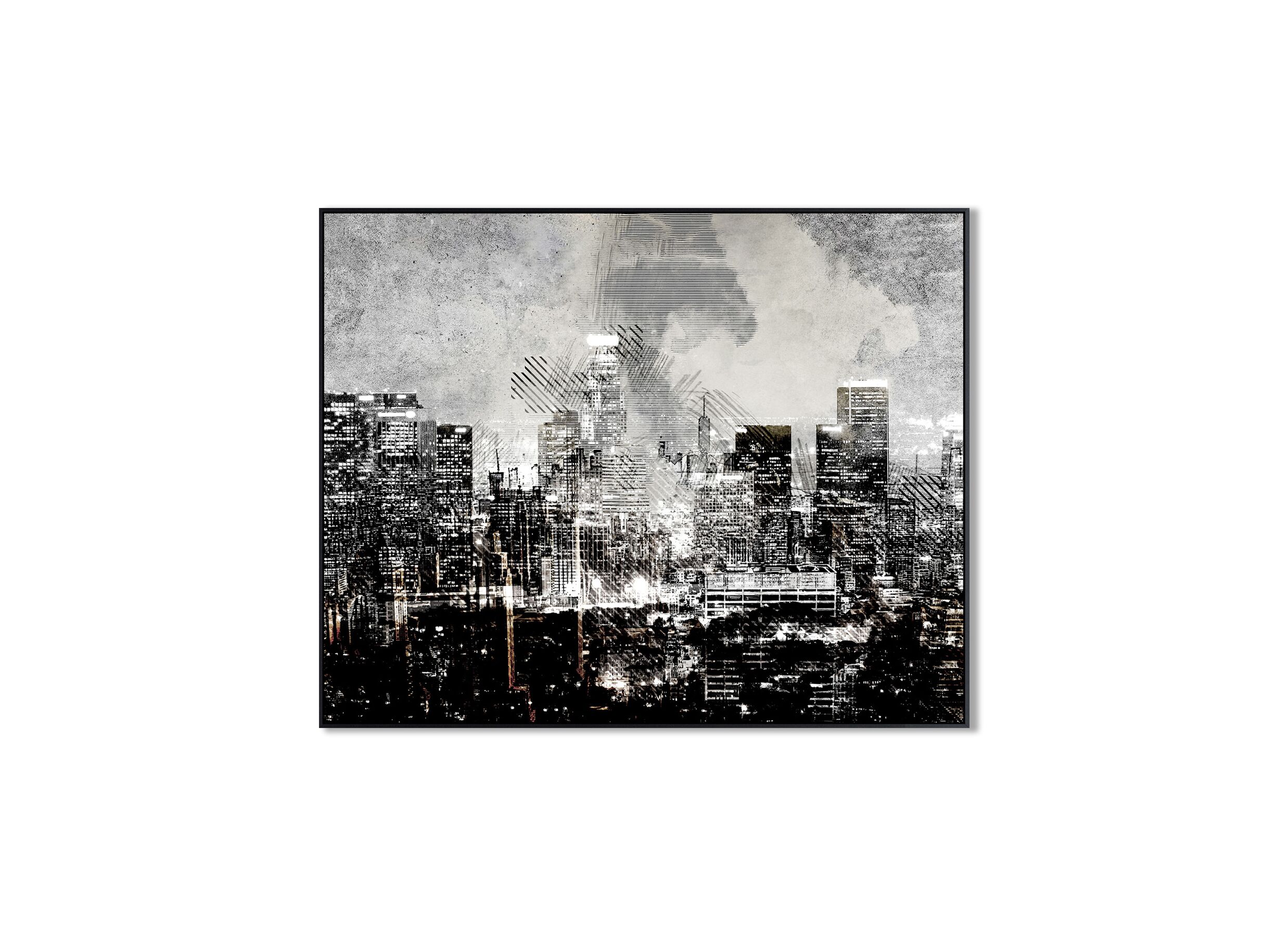Print op canvas City In Black 73x103cm