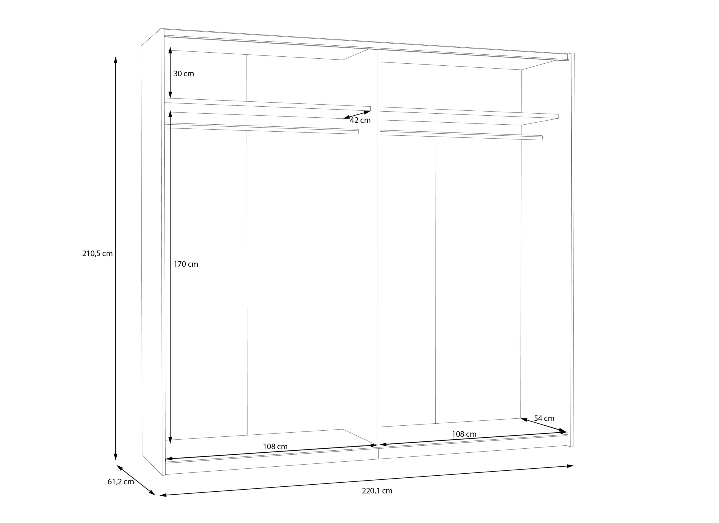 Dimensions - Armoire à portes coulissantes Schach & Mat 2 220cm - décor - blanc
