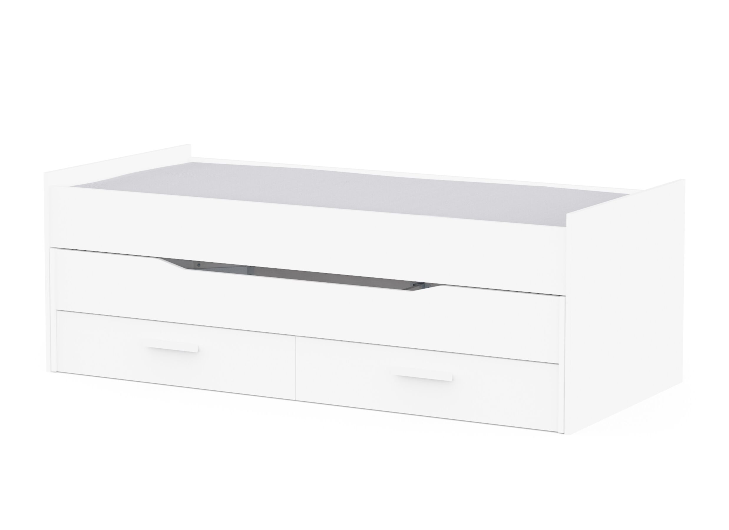 Overzichtsfoto - Eenpersoonsbed met bedlade en opbergruimte Twist 90x200cm - decor - wit