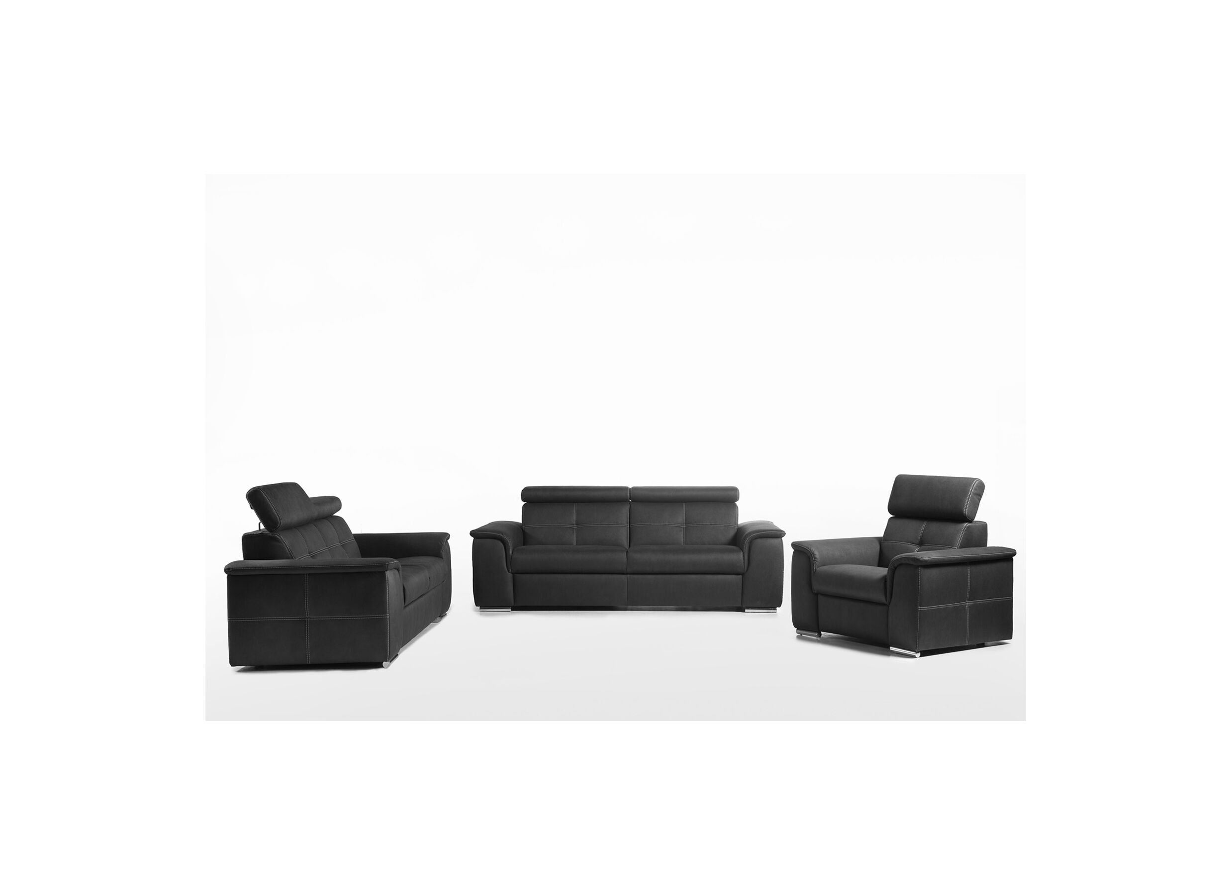 Zetel Theo 3+2+1-zit - microfiber - antraciet - Canapé Theo 3+2+1 places - microfibre - anthracite