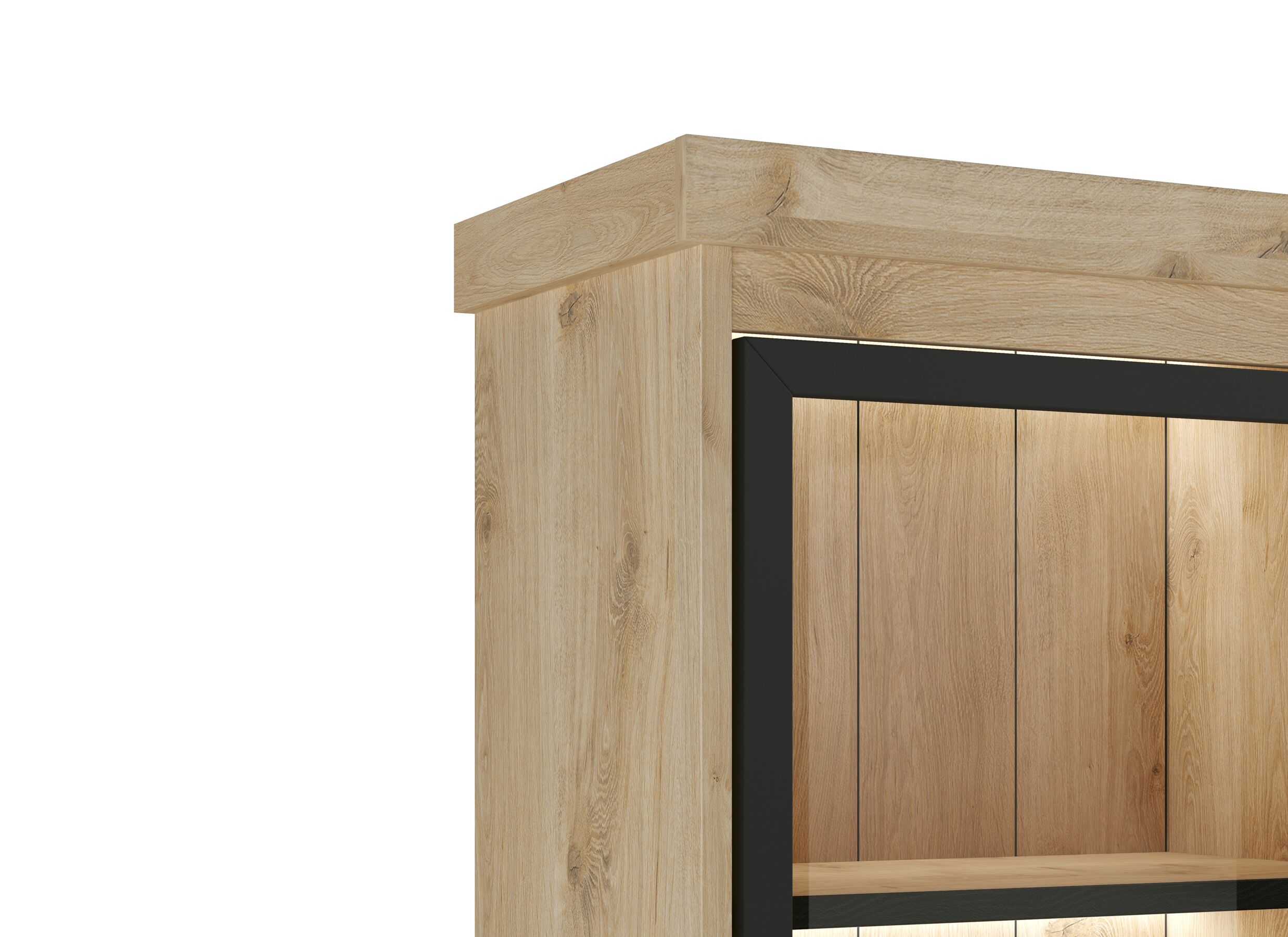 Detailfoto - Vitrinekast Valencia 240cm - melamine - lichte eik